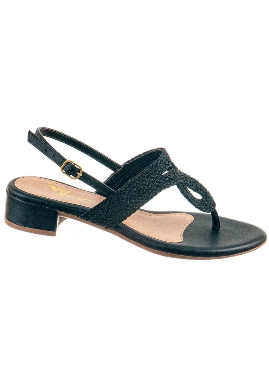 Vista 2 Sandália com Saltinho Baixo Quadrado Via Birigui com Trisse VIA BIRIGUI preto