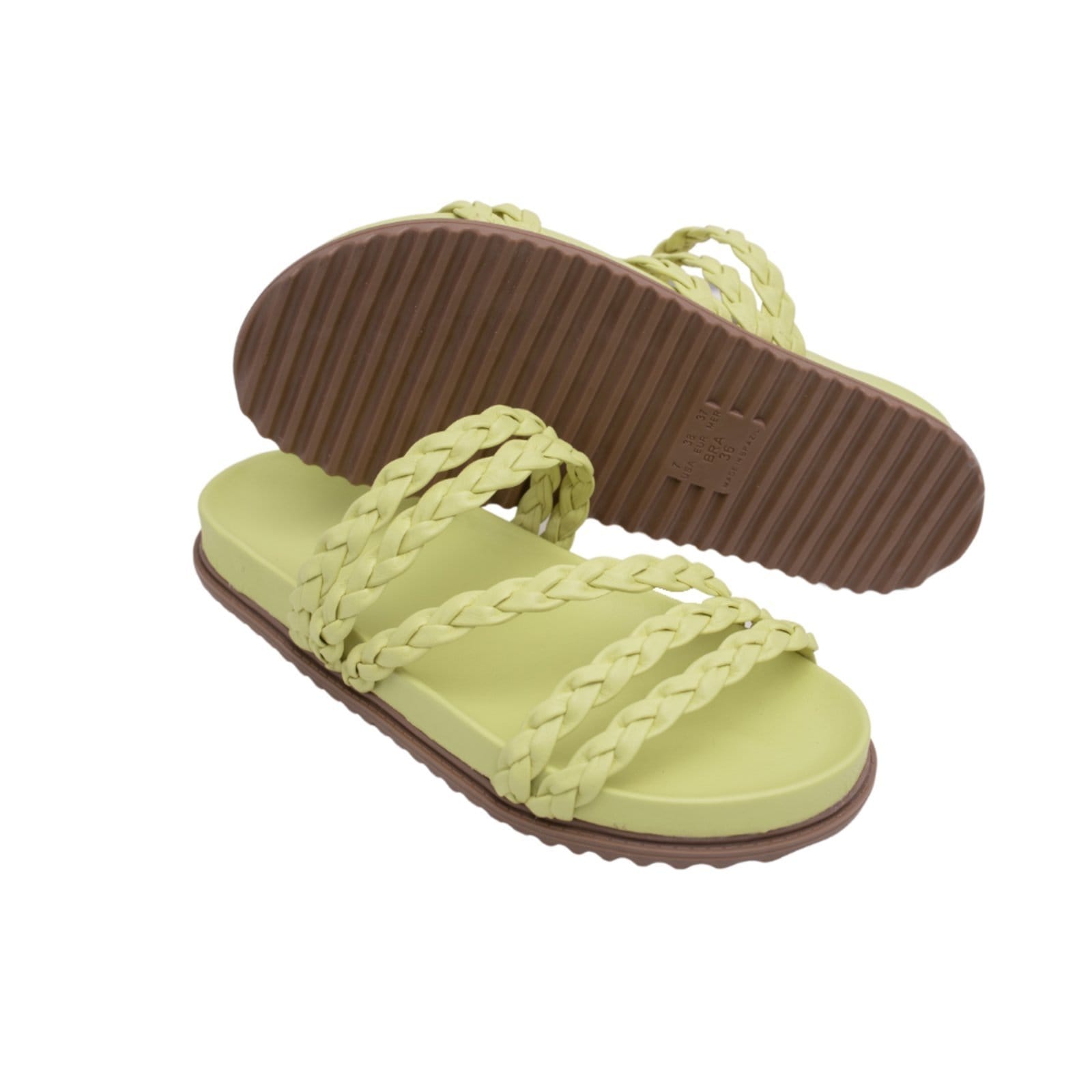 Vista 2 Sandalia Papete Rasteira Feminina Lima TrançaTellini Store TELLINI STORE verde