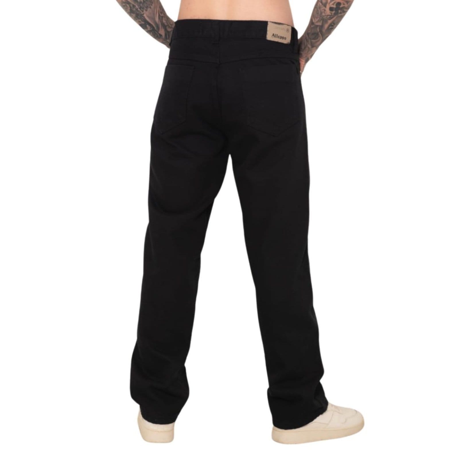 Vista 2 Calça Preta Balão Sarja Masculino Alleppo Jeans preto