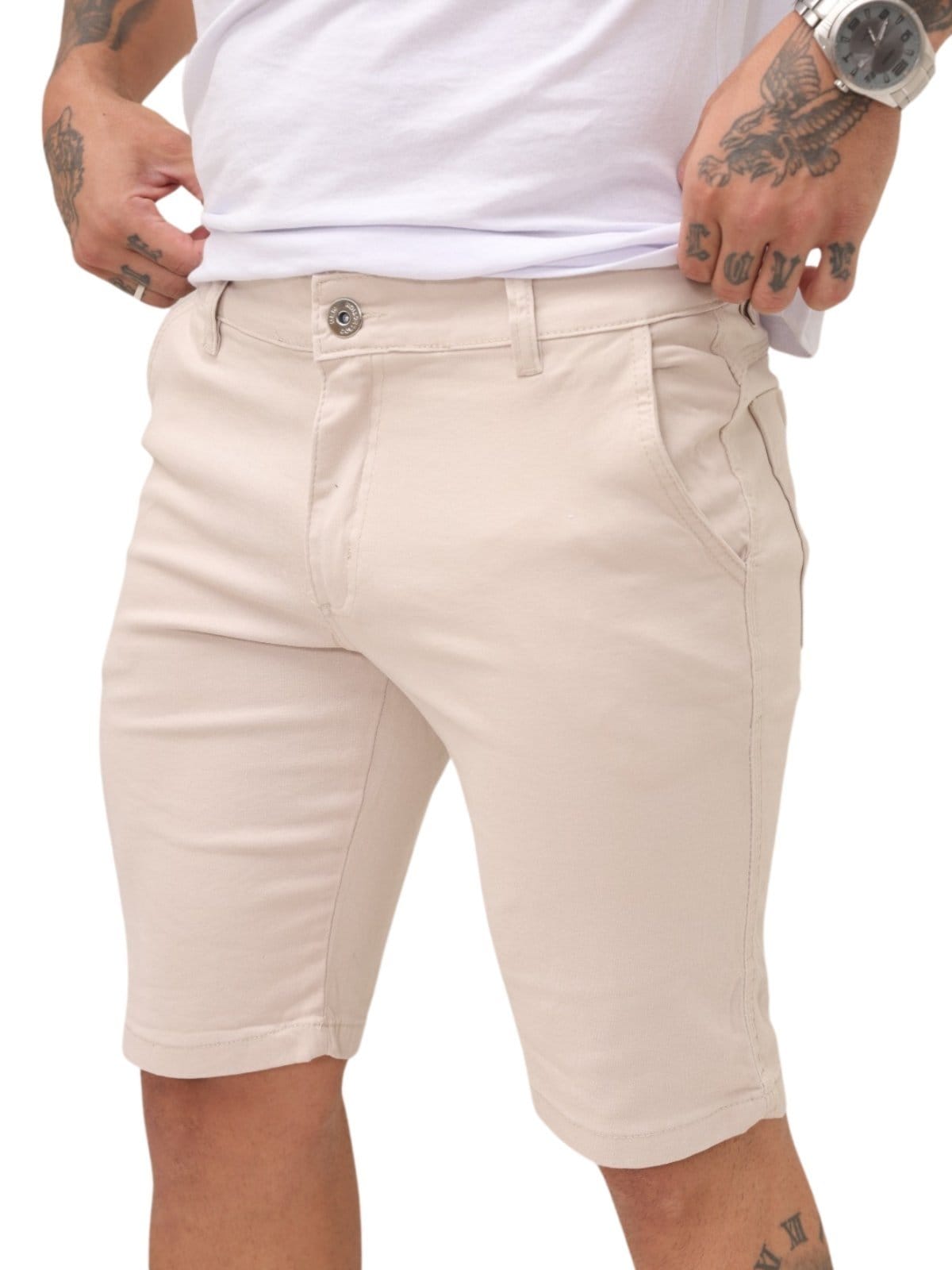 Vista 2 Bermuda Masculina Sarja Jeans Light JEANS LIGHT bege