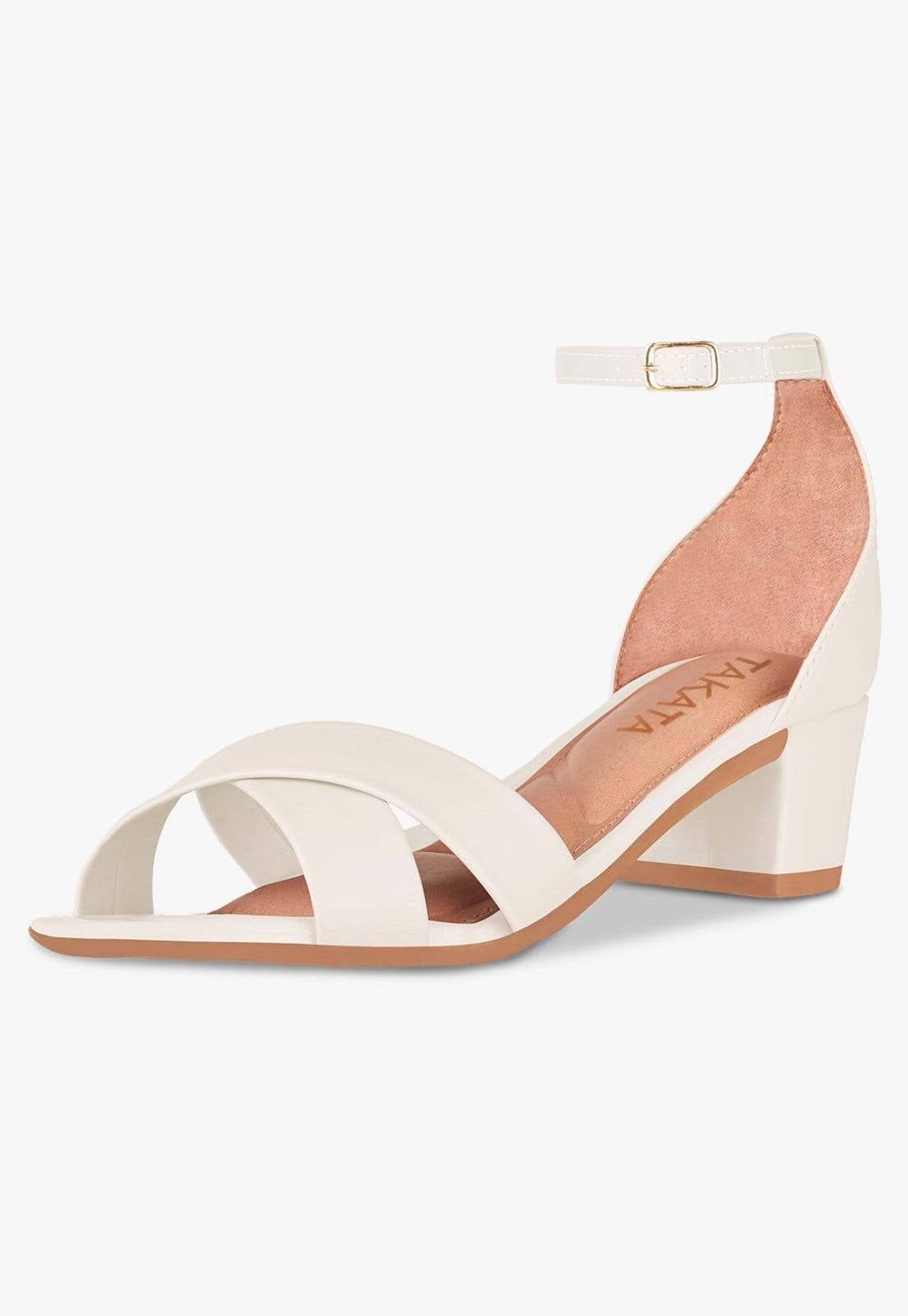 Vista principal Sandalia Feminina Colorida Festa Salto Baixo Grosso Moda Off White TAKATA BY RAFAEL TAKATA off-white white