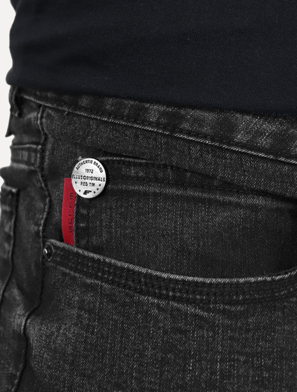Vista 2 Calça Ellus Jeans Masculina Regular Sprouting Black Preta Ellus preto black