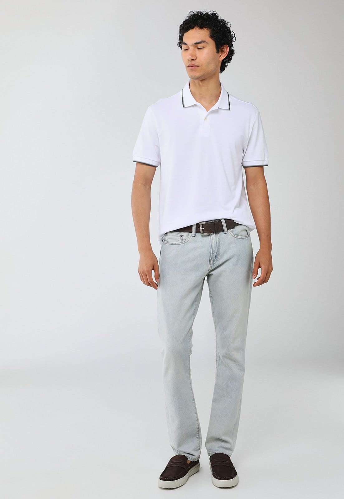 Vista 2 Polo Masculina Aramis Gola Contrastante Branca Aramis branco