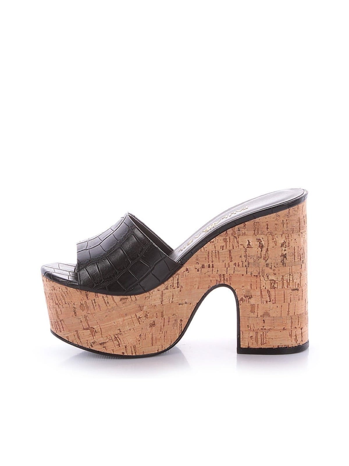 Vista 2 Tamanco Paula Brazil Carol Napa Croco Paula Brazil preto