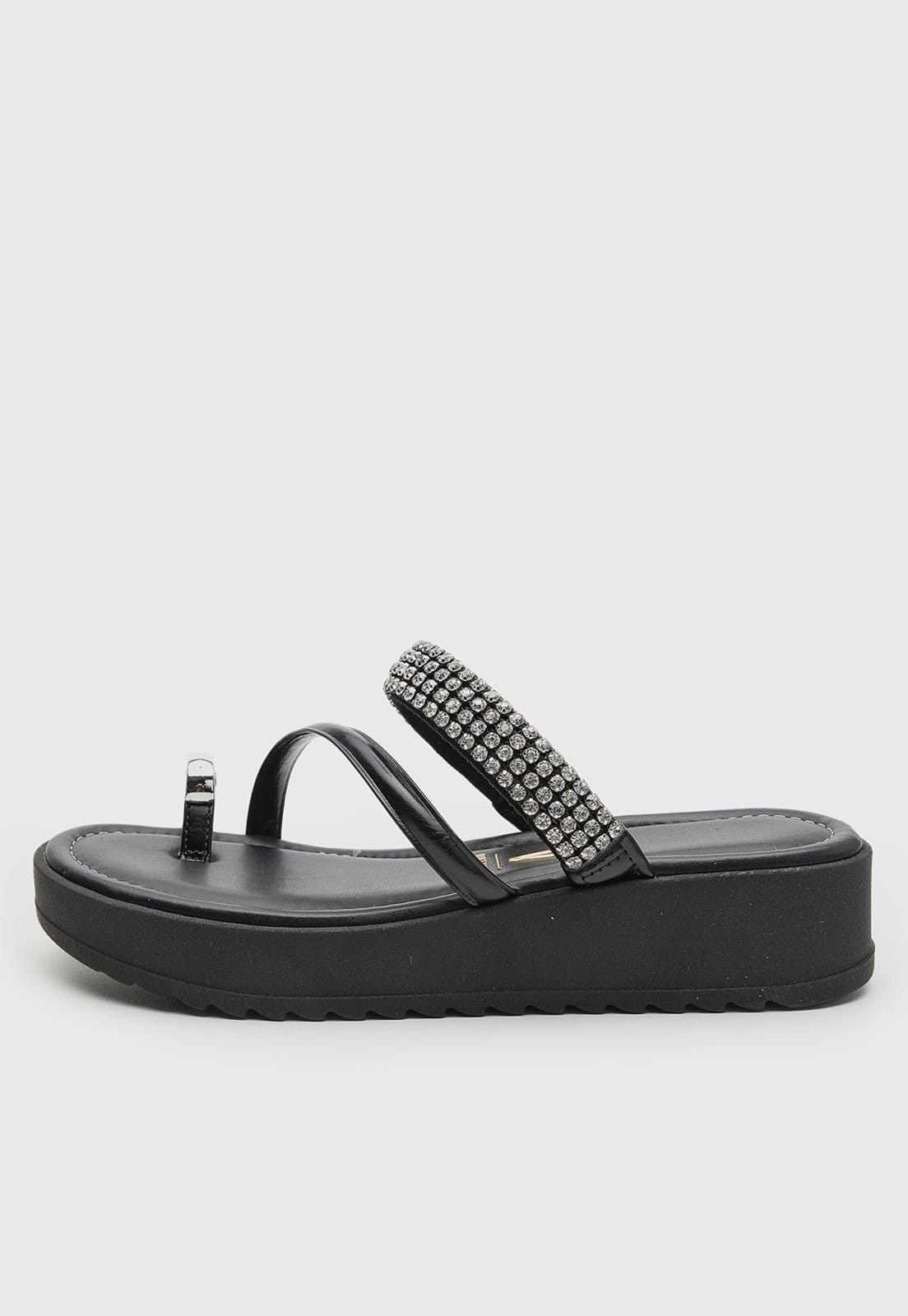 Sandália Feminina Vizzano Tiras Pedrarias Preta