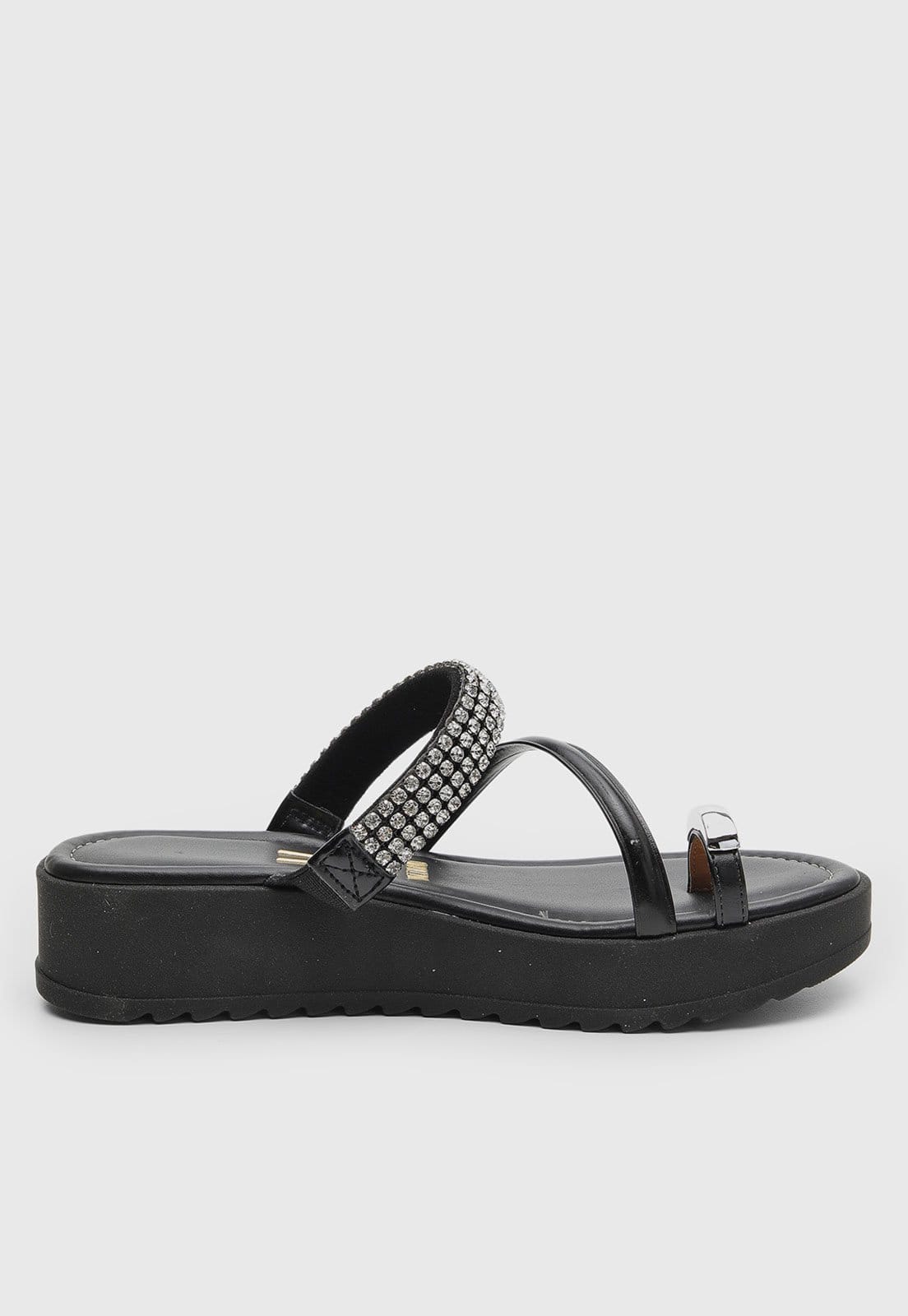 Vista 2 Sandália Feminina Vizzano Tiras Pedrarias Preta VIZZANO preto