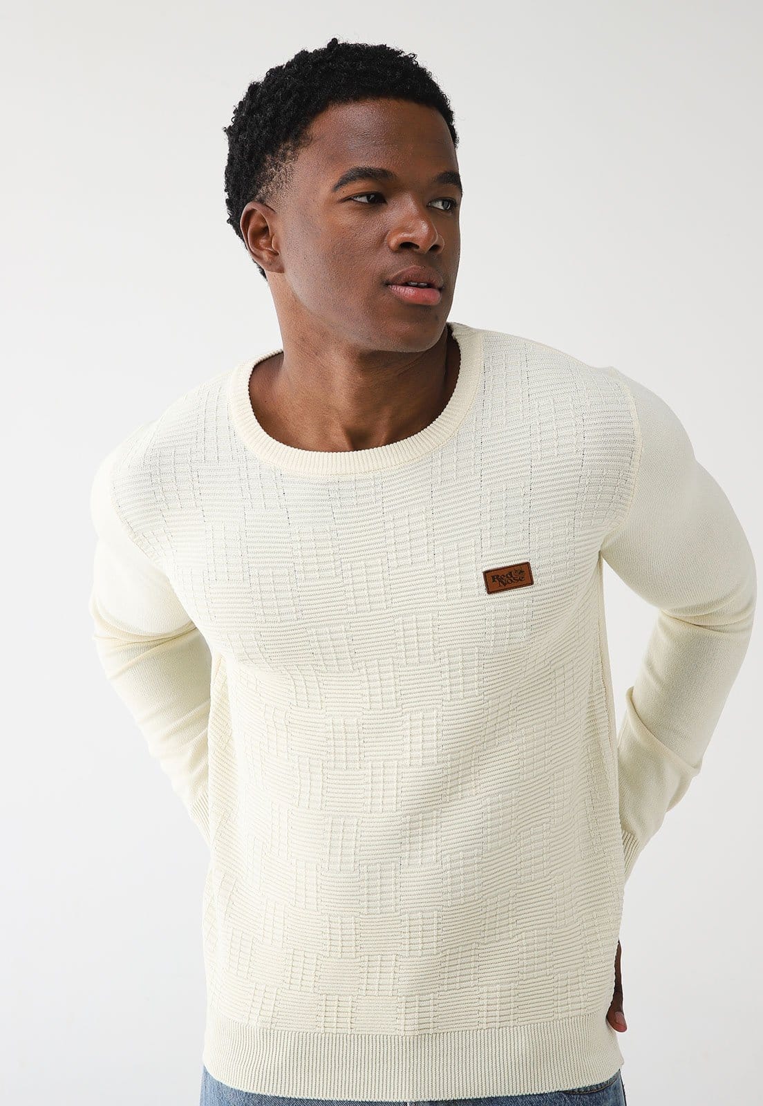 Suéter Tricot Red Nose Reto Texturizado Branca