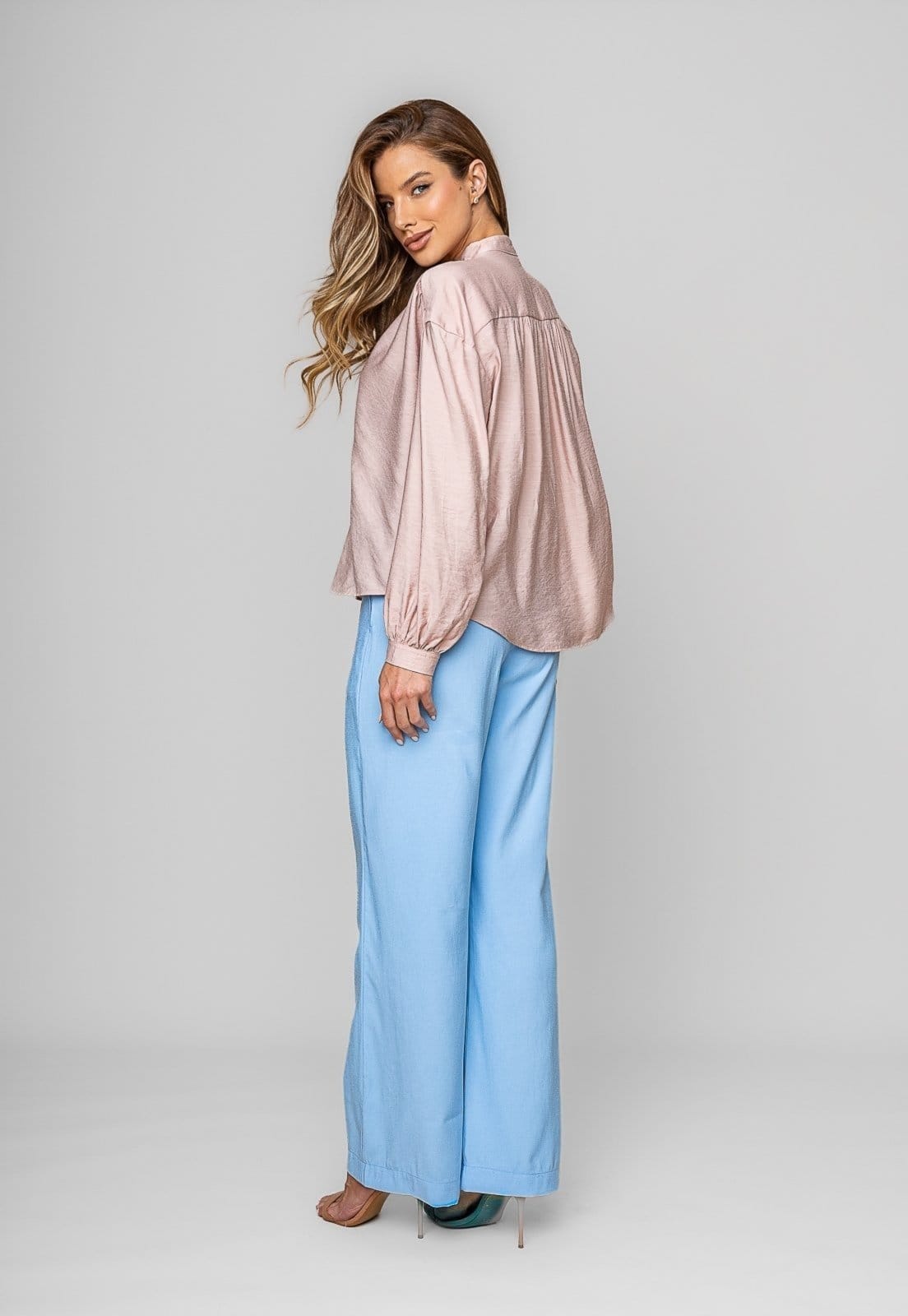 Vista 2 Calça Reta Alfaiatada Com Cinto Salvatore Salvatore Fashion azul