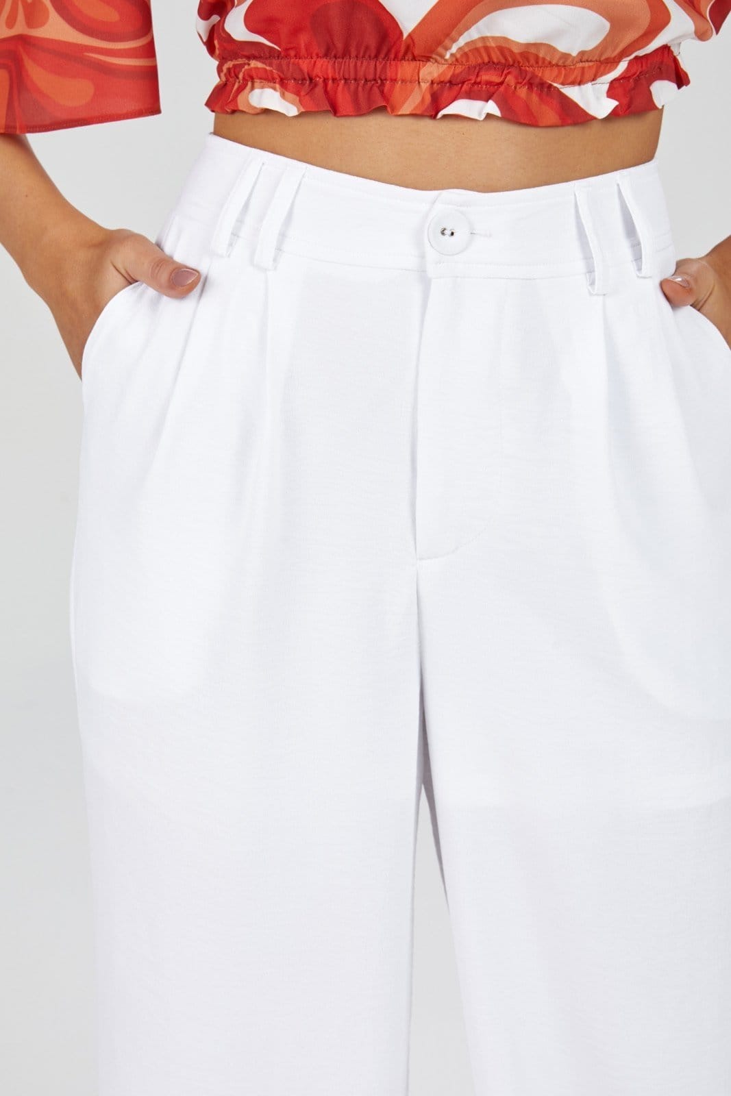 Vista principal Calça PKS Alfaiataria Wide Leg Branca PKS branco