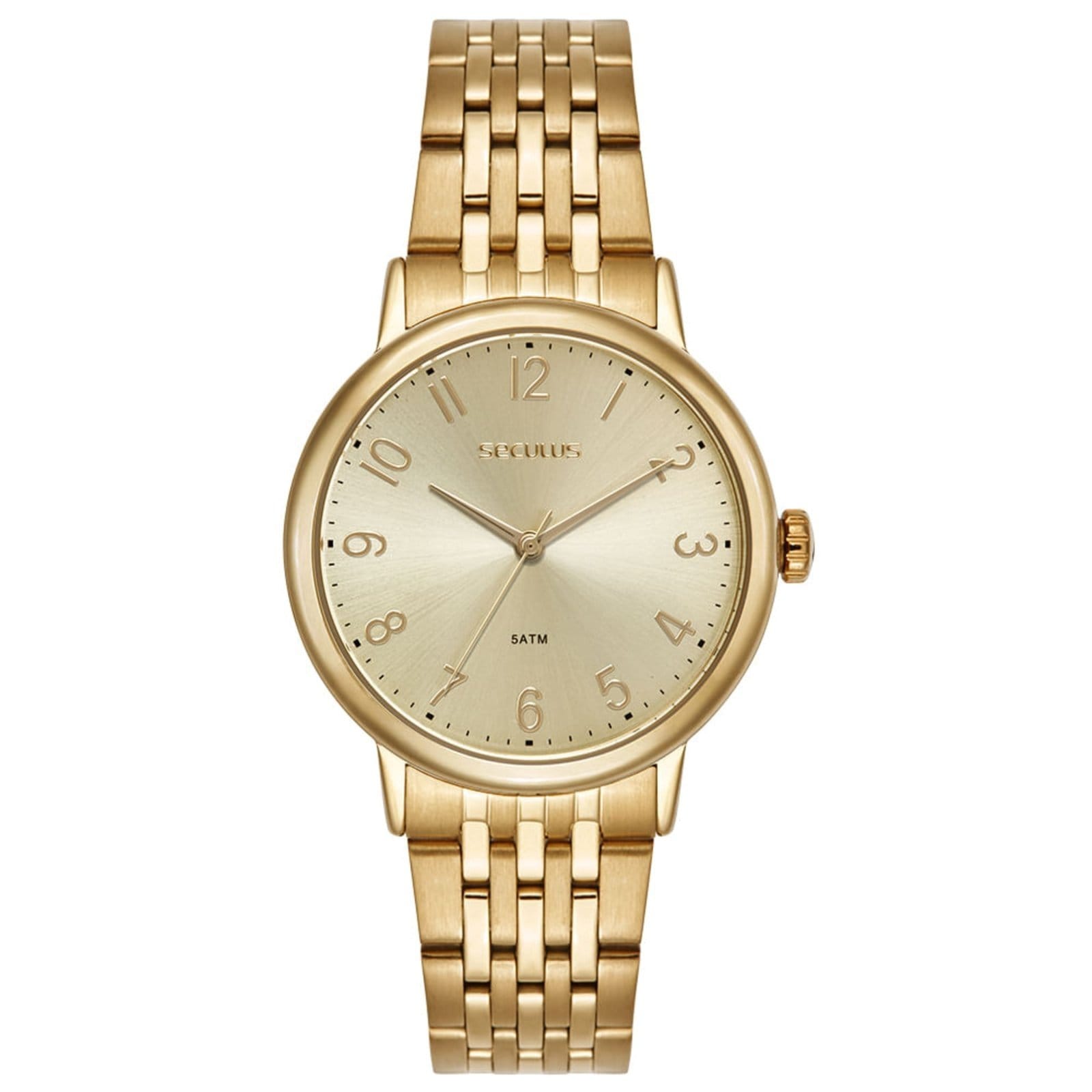 Relógio Masculino Seculus Aço Numeração Completa