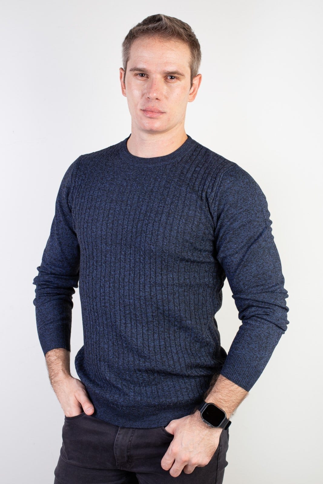 Blusa Enluaze de malha masculina gola redonda 90184 - Azul Marinho