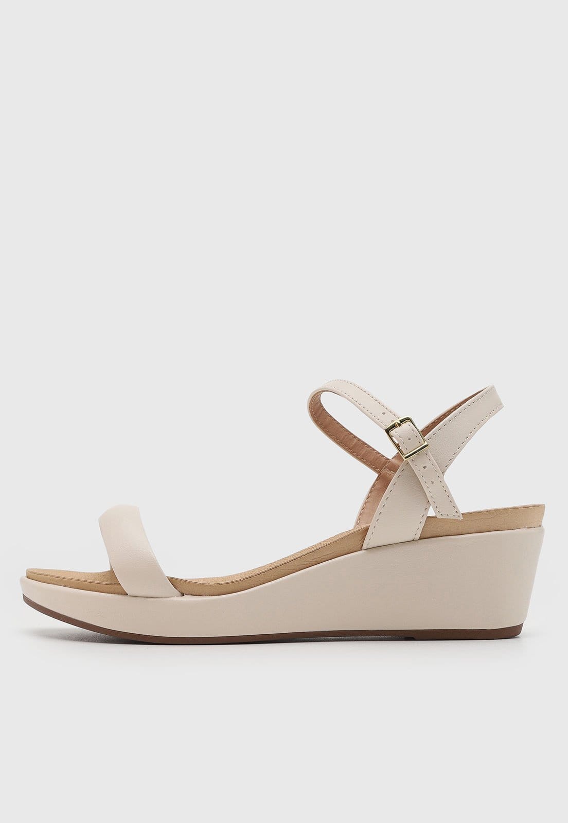 Sandália Feminina Beira Rio Salto Anabela Off-White