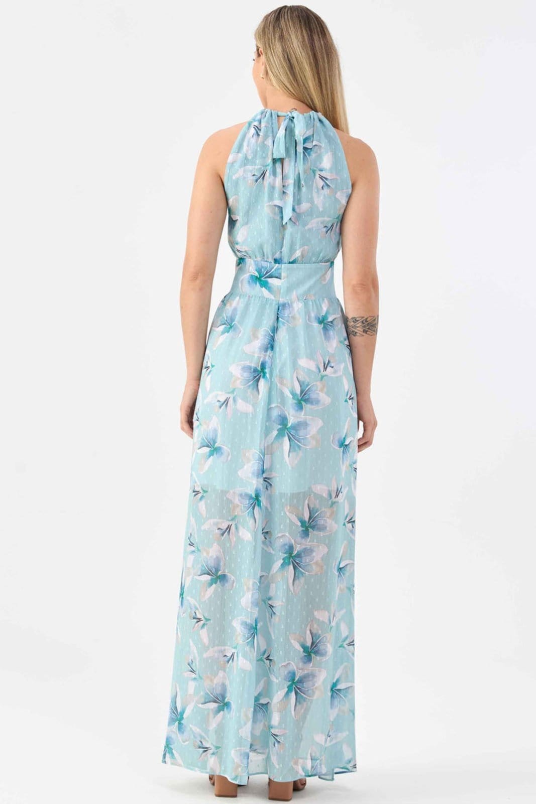 Vestido Longo PKS Frente Única Estampado Floral