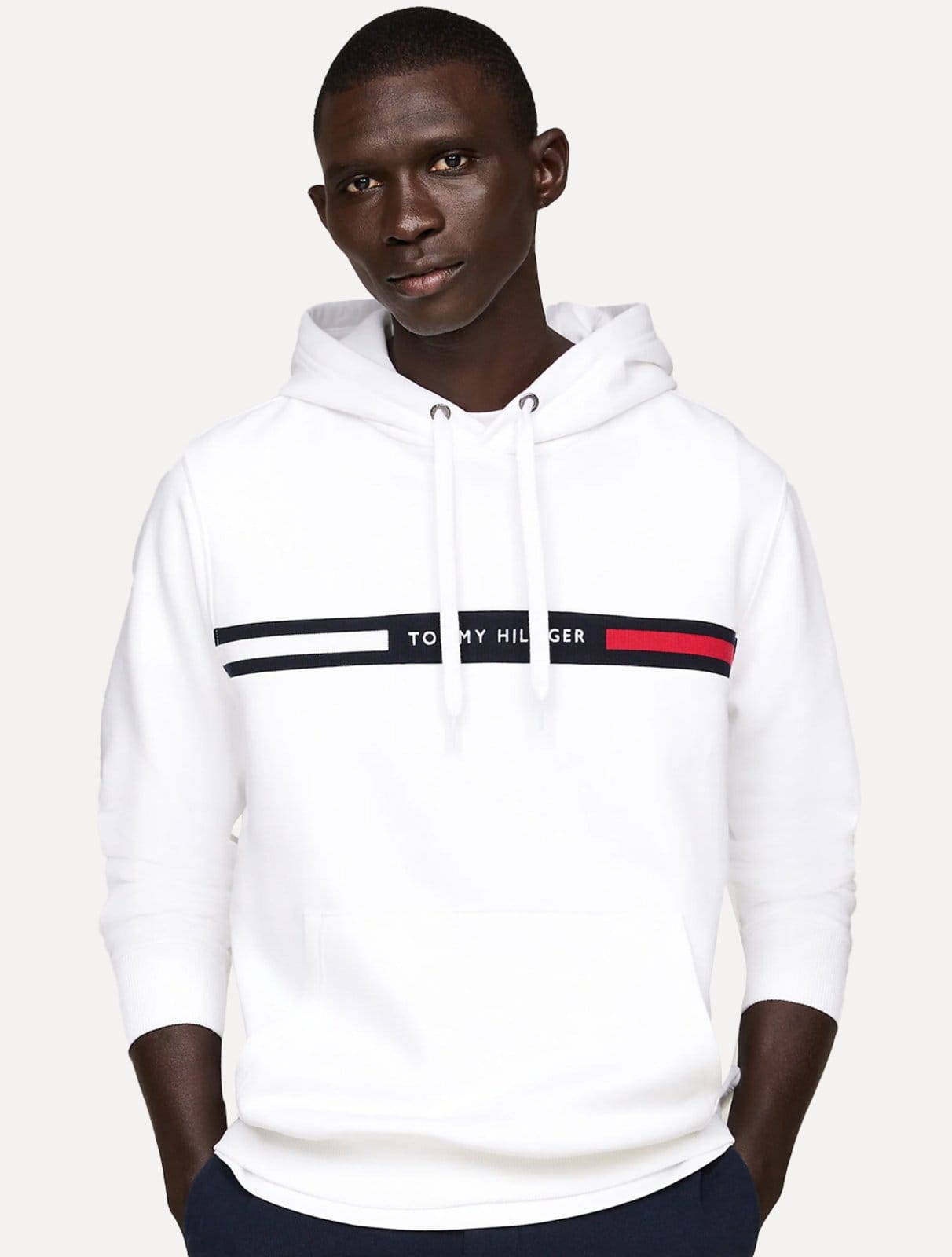 Moletom Tommy Hilfiger Masculino Chest Insert Hoodie Branca