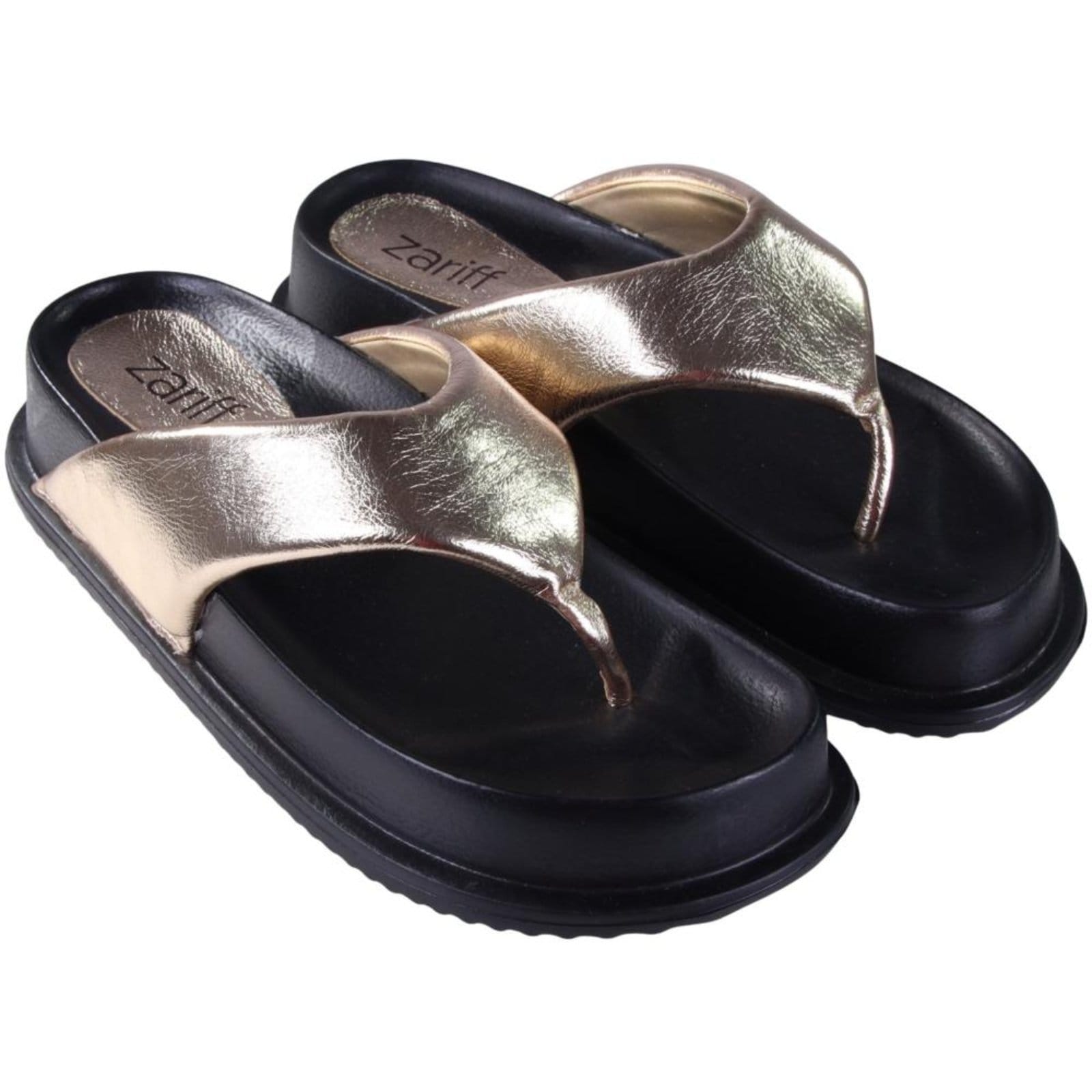 Vista 2 Sandália Papete Feminina Zariff 1550030252 Ouro Light Zariff incolor