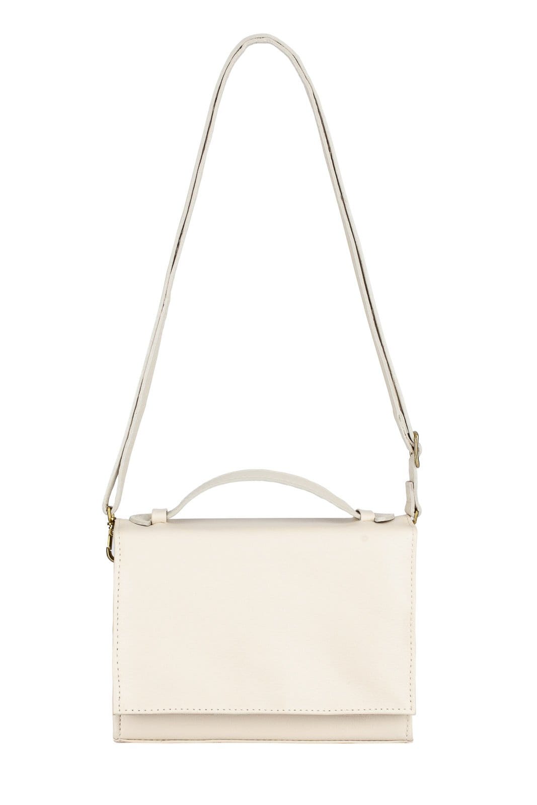 Bolsa pequena transversal de couro liso Deise - Marfim