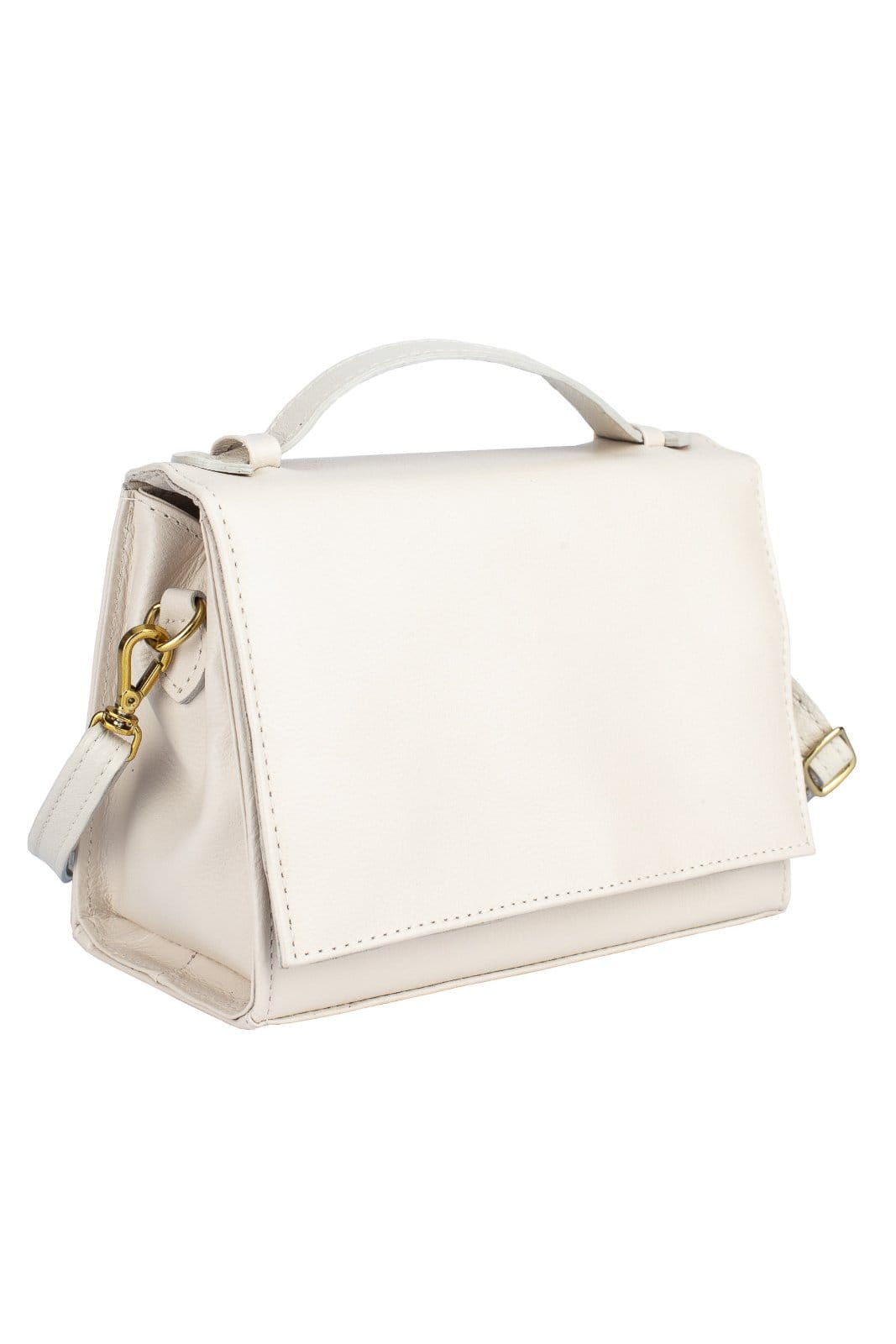 Vista 2 Bolsa pequena transversal de couro liso Deise - Marfim Andrea Vinci azul