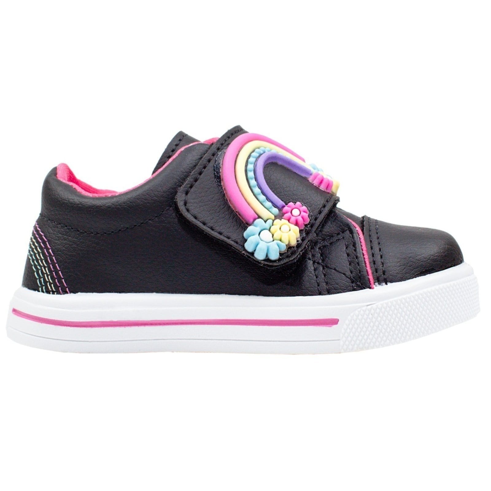 Vista 2 Infantil - Tênis Menina Linda Jú Arco-Íris Brilho Flor Colorido Moda Star Confortável 20 ao Linda ju preto