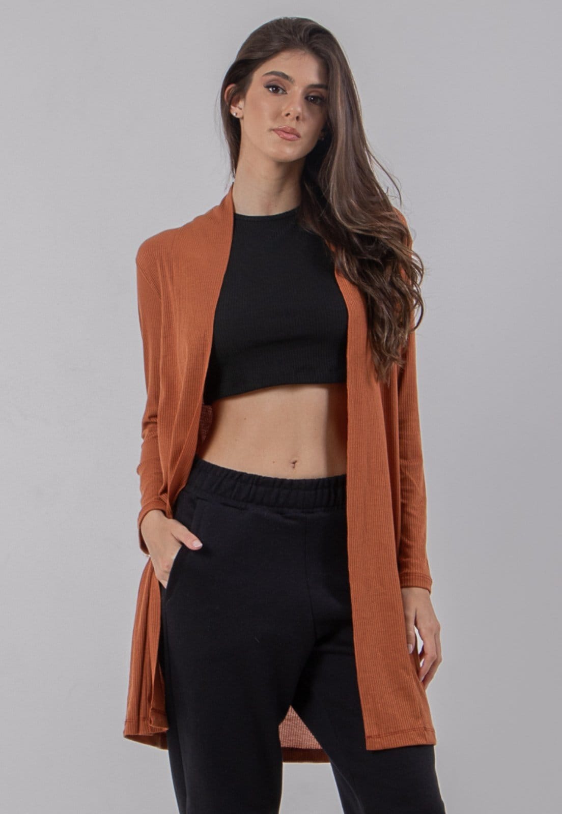 Quimono Rioutlet Canelado Terracota