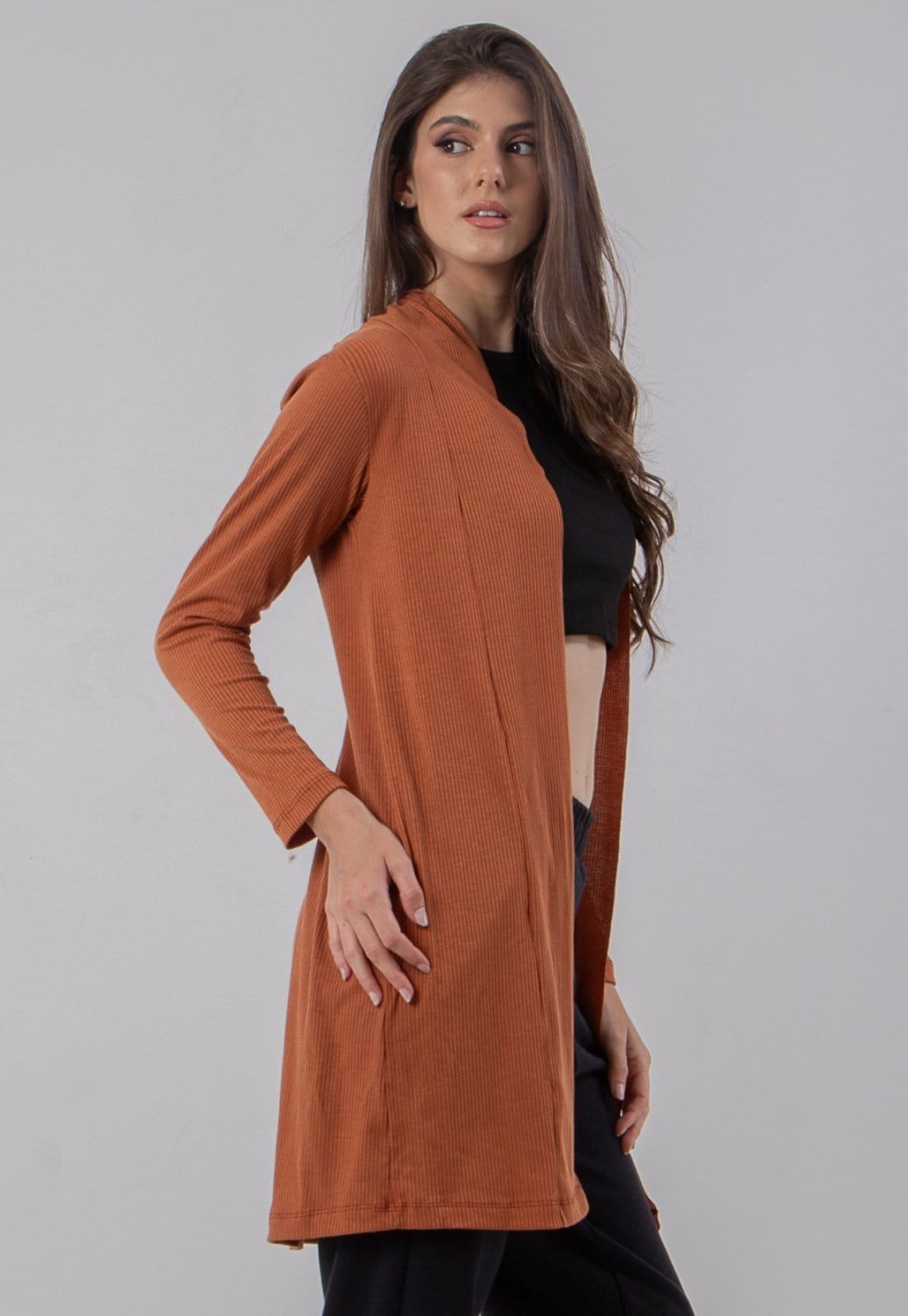 Vista 2 Quimono Rioutlet Canelado Terracota Rioutlet vermelho