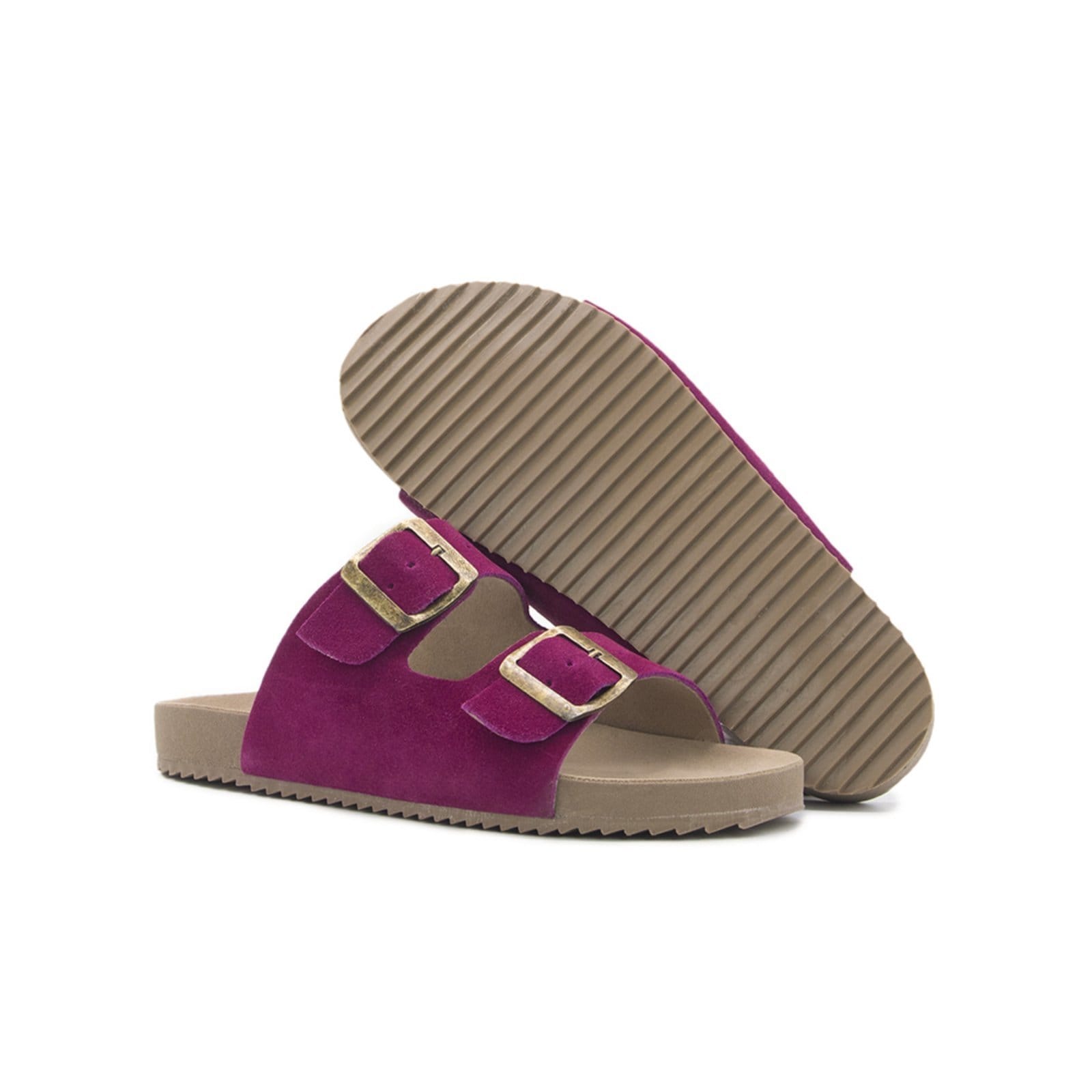 Vista 2 Papete Rasteira Sandalia Couro Fucsia TELLINI STORE rosa fucsia