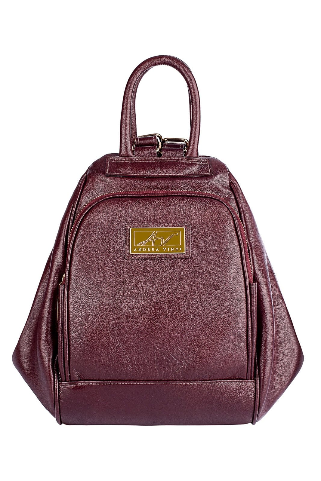 Mochila 3 em 1 de couro liso Sabrina - Marsala