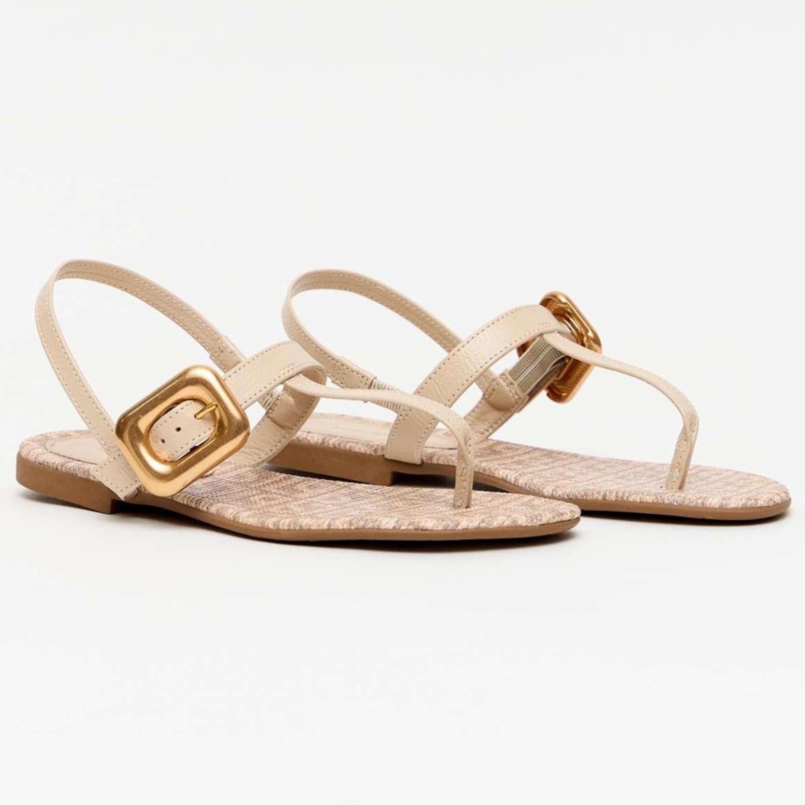 Vista 2 Rasteira Lança Perfume Palha Pr26 Feminino Lança Perfume bege