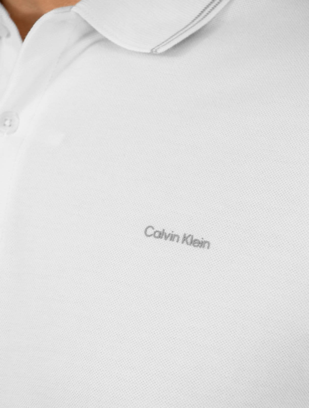 Vista 2 Polo Calvin Klein Piquet Regular Básica Friso Branca Calvin Klein branco