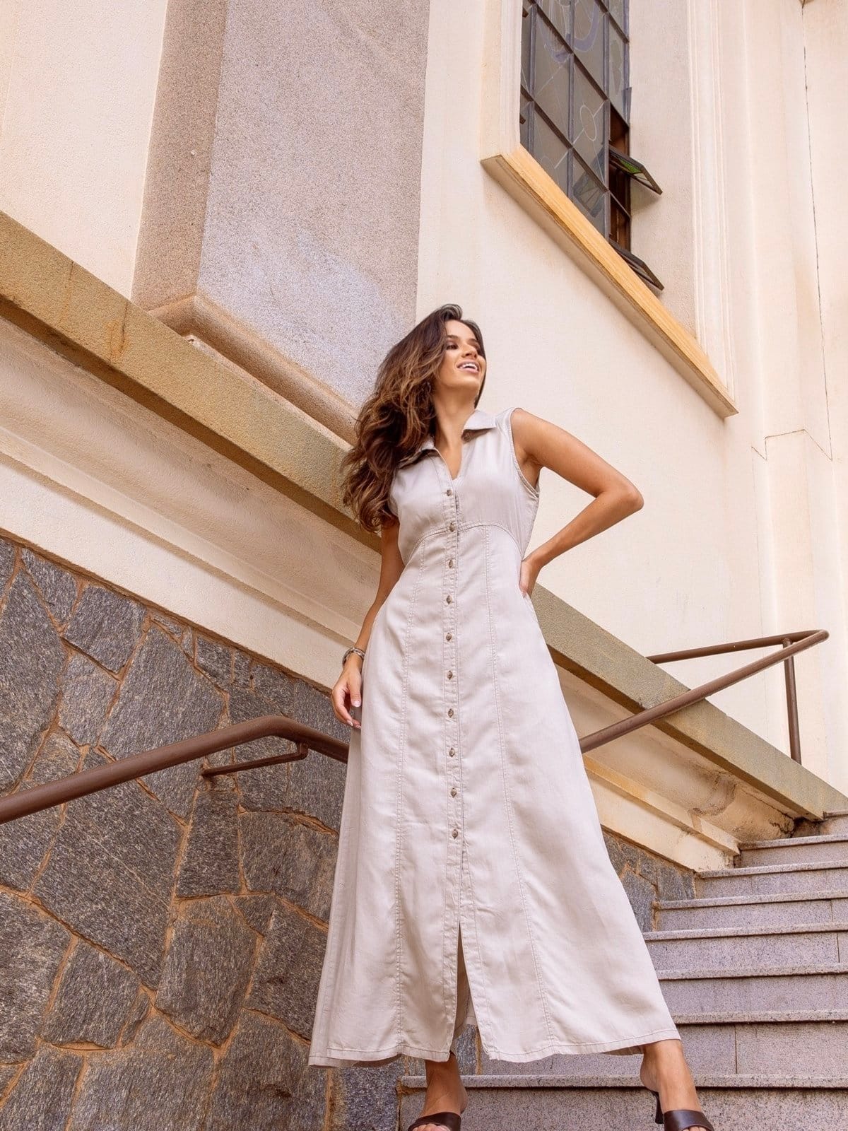 Vestido Longo Novah Store Chemise Liocel