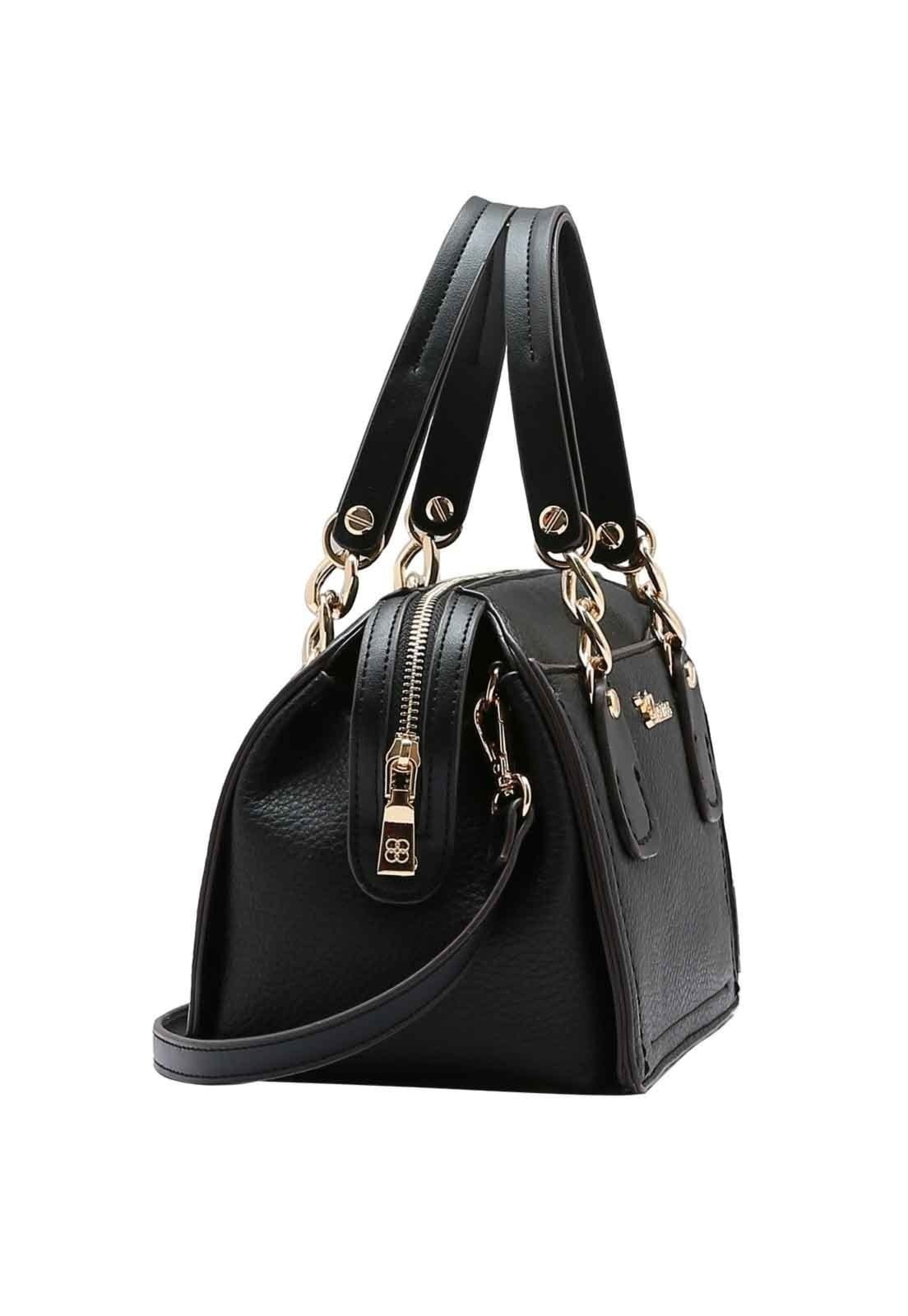Vista 2 Bolsa Feminina Chenson Original Ferragem Chic Baú 3485018 Chenson preto