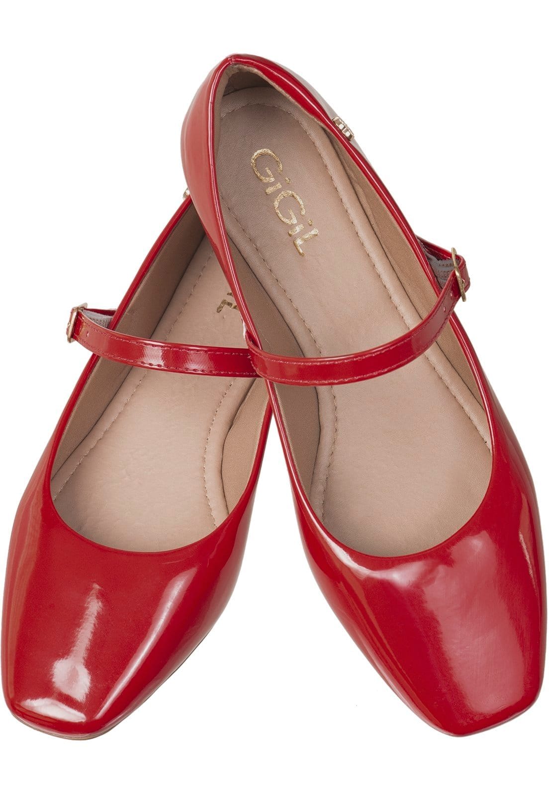 Vista principal Sapatilha Bico Quadrado GiGiL Boneca Sapatinho Vermelho Gigil preto