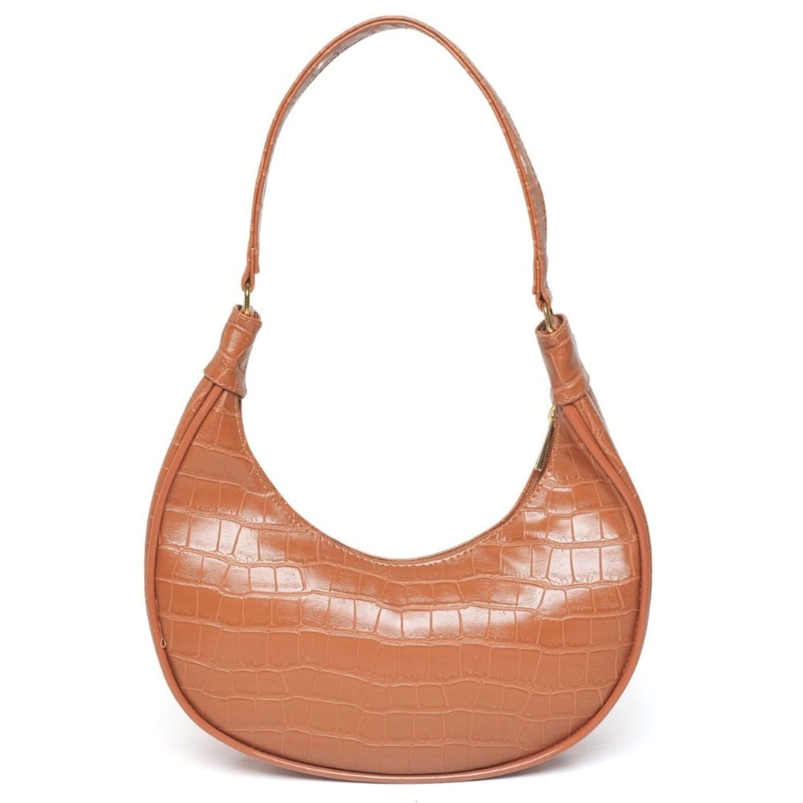 Vista principal Bolsa Feminina Anna Andrade Bolsa Média Meia Lua De Ombro Dia a Dia Tendência Anna Andrade caramelo