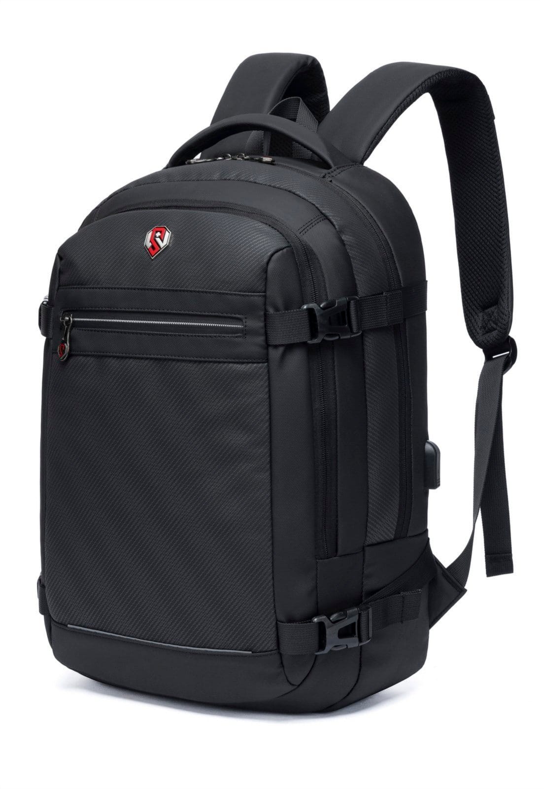 Vista 2 Mochila Bolsa Costas Executiva Masculina Swissport Reforçada Trabalho Swissport preto