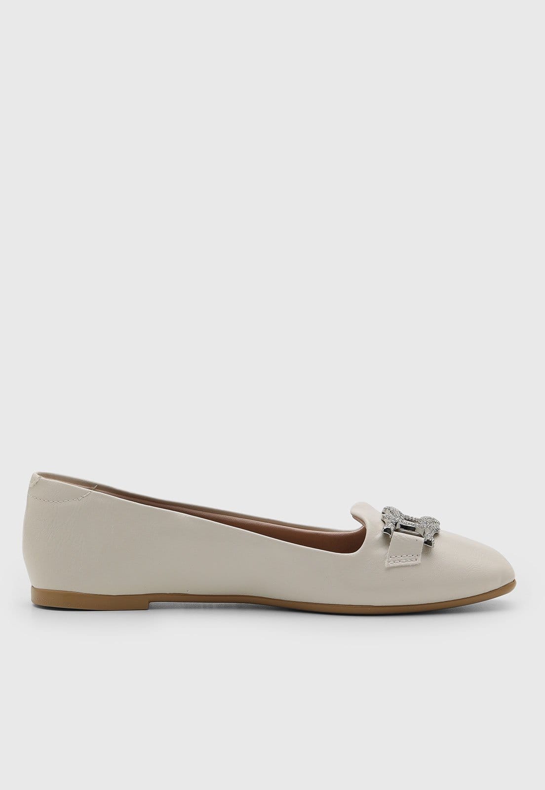 Sapatilha Feminina Moleca Laço Brilho Off-White - 2