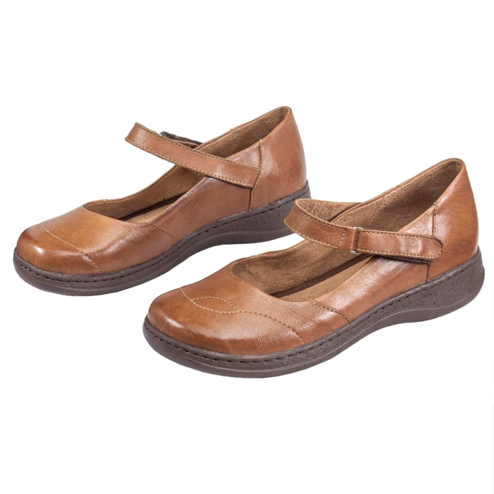 Vista 2 Sapato Boneca Serella Retrô Conforto Couro 7074v Serella bege/caramelo/castanho