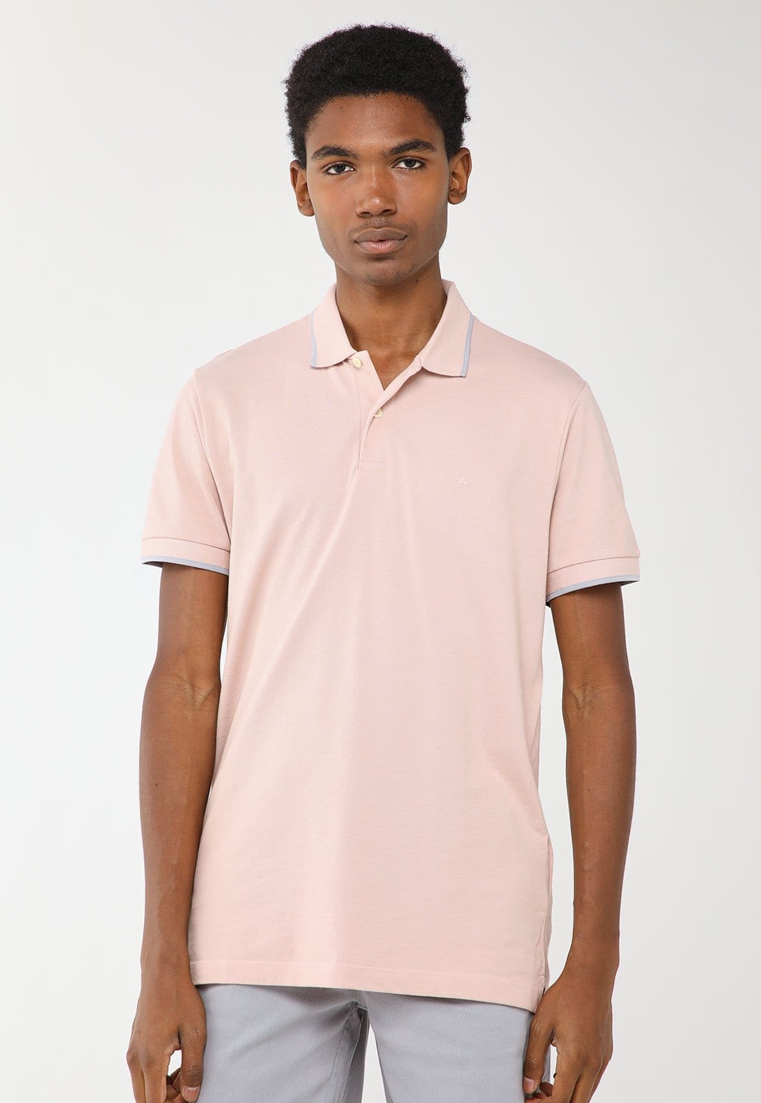 Vista principal Polo Masculina Aramis Detalhe Contrastante Claro Aramis rosa