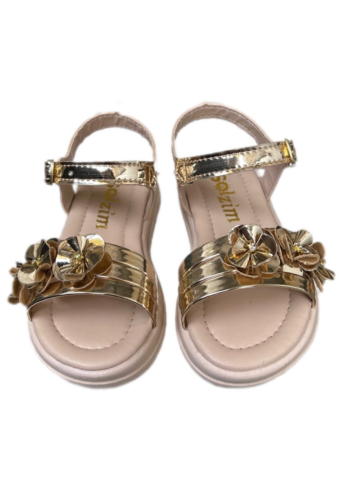 Vista 2 Infantil - Sandalia menina Tiras de flores para meninas Solzim SOLZIM CALÇADOS dourado
