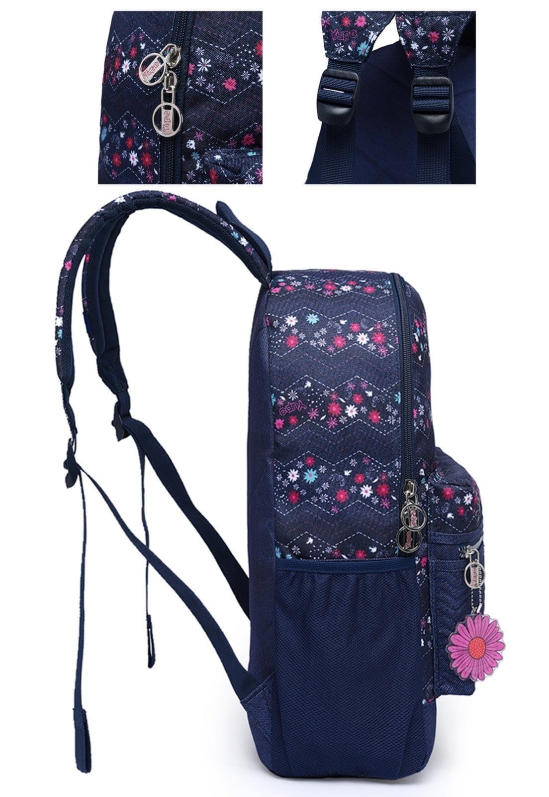 Vista 2 Infantil - Mochila Feminina Espaçosa Trabalho Escola Casual Resistente YUPE azul