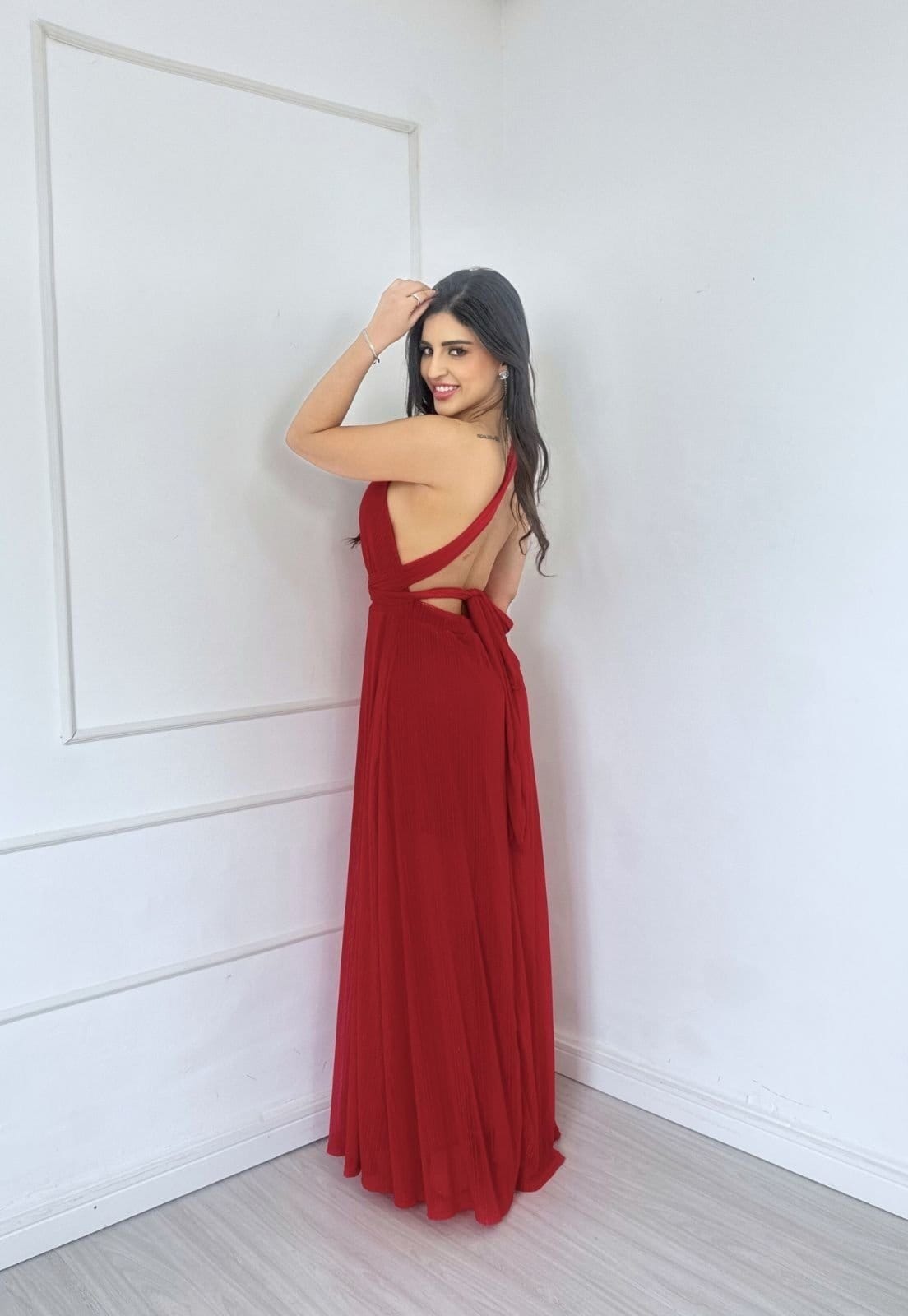 Vestido Longo Frente Única Lurex Brunne - 2