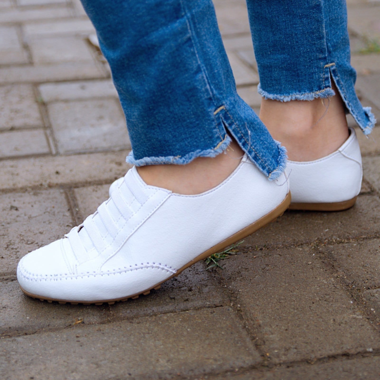 Vista 2 Tênis Mocatênis Coleção Paola Ferrara - COURO - TODO FORRADO - Cod801 Speciale diRavena branco