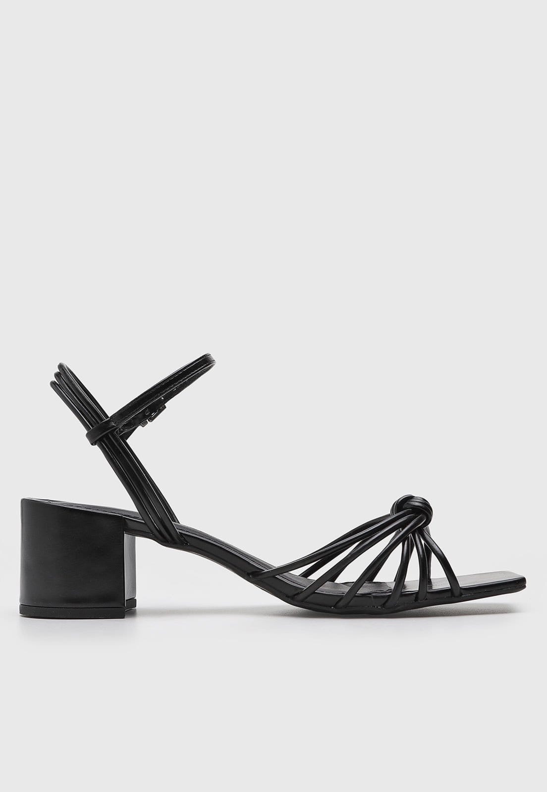 Vista 2 Sandália Feminina Santa Lolla Salto Bloco Nó Preta Santa Lolla preto