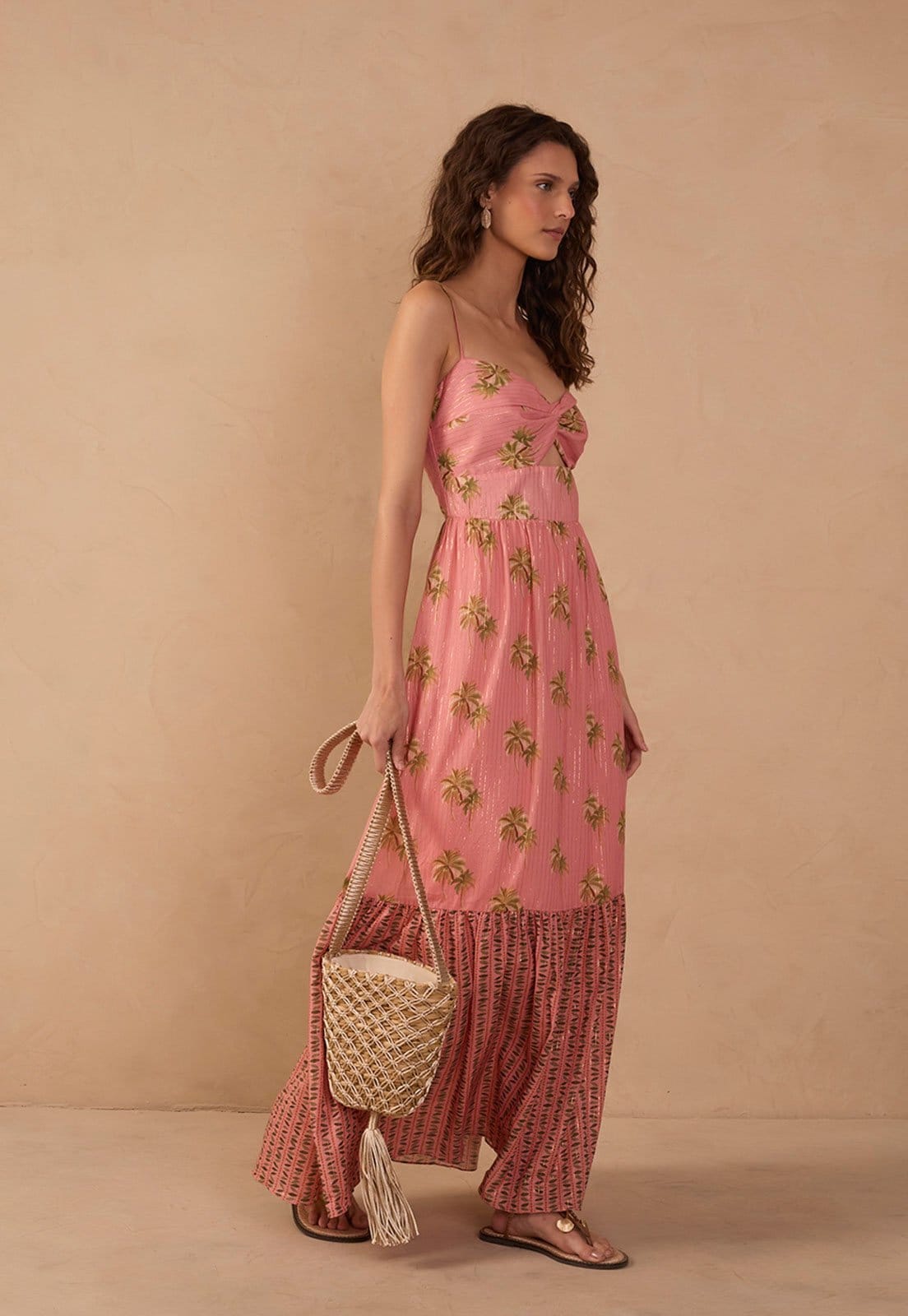 Vista 2 Vestido Feminino Dress To Estampa Oásis Mix Dress to rosa