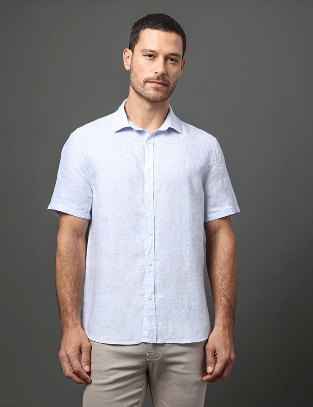 Camisa Masculina Linen Cotton Calvin Klein Jeans - Marinho