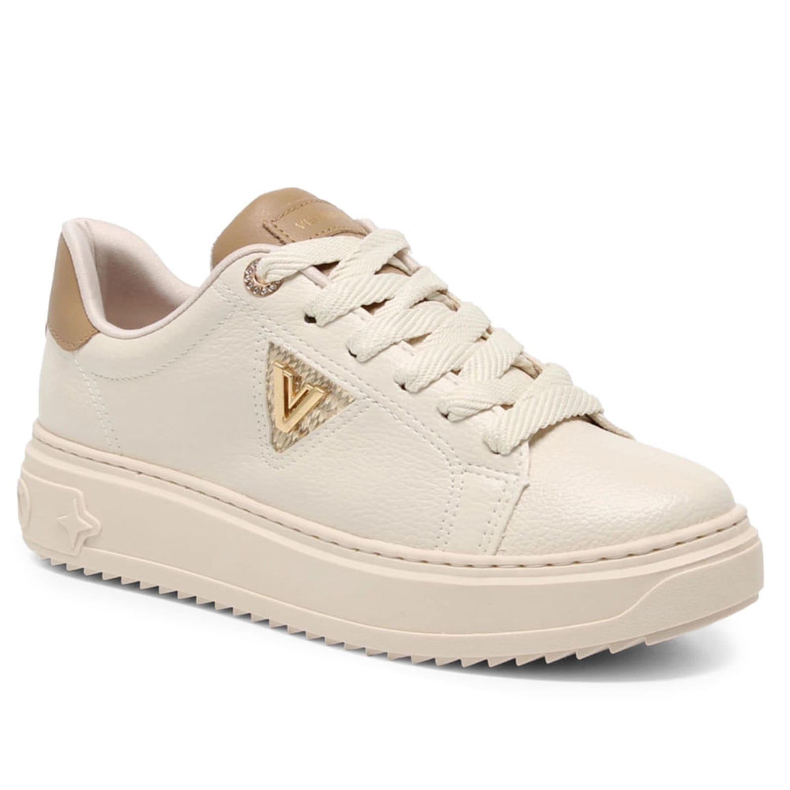 Vista 2 Tênis Feminino Via Marte Flatform Strass Off White/Dourado VIA MARTE off-white white