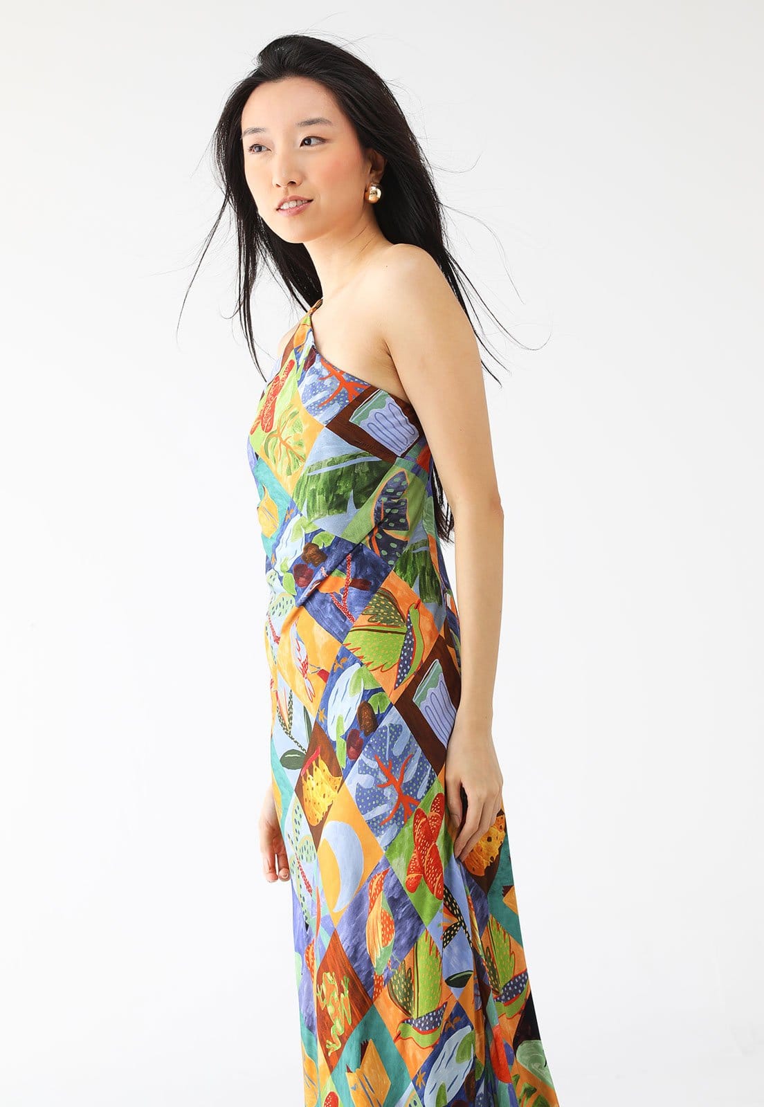 Vista principal Vestido FARM Longo Lago do Amor FARM azul