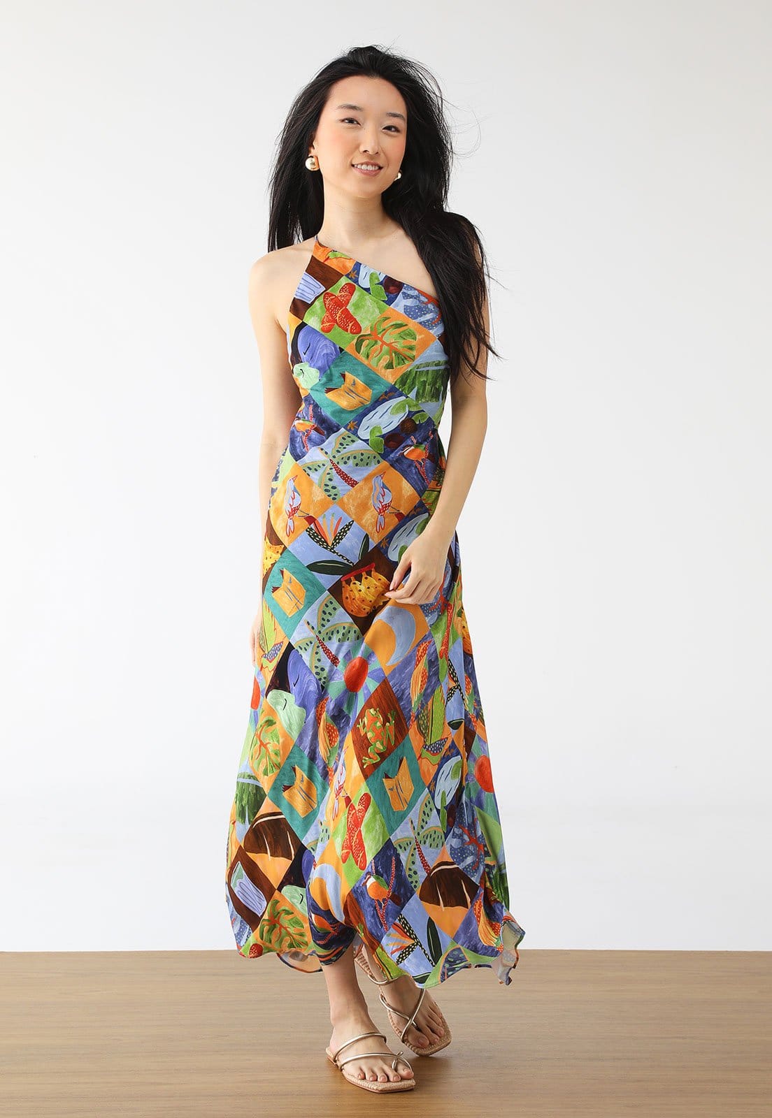 Vista 2 Vestido FARM Longo Lago do Amor FARM azul