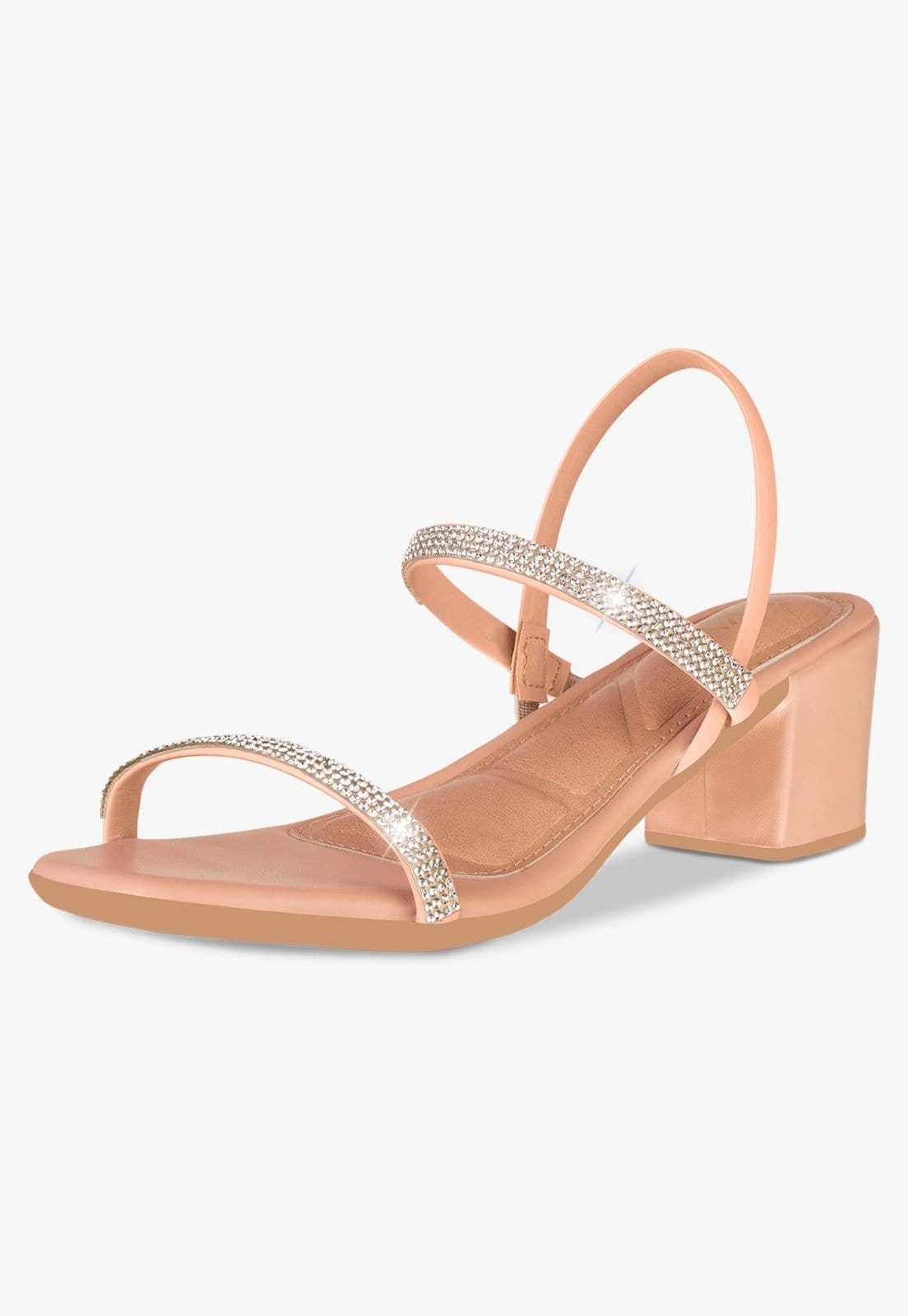 Vista principal Sandália Feminina Salto Grosso com Tiras de Strass TAKATA BY RAFAEL TAKATA nude