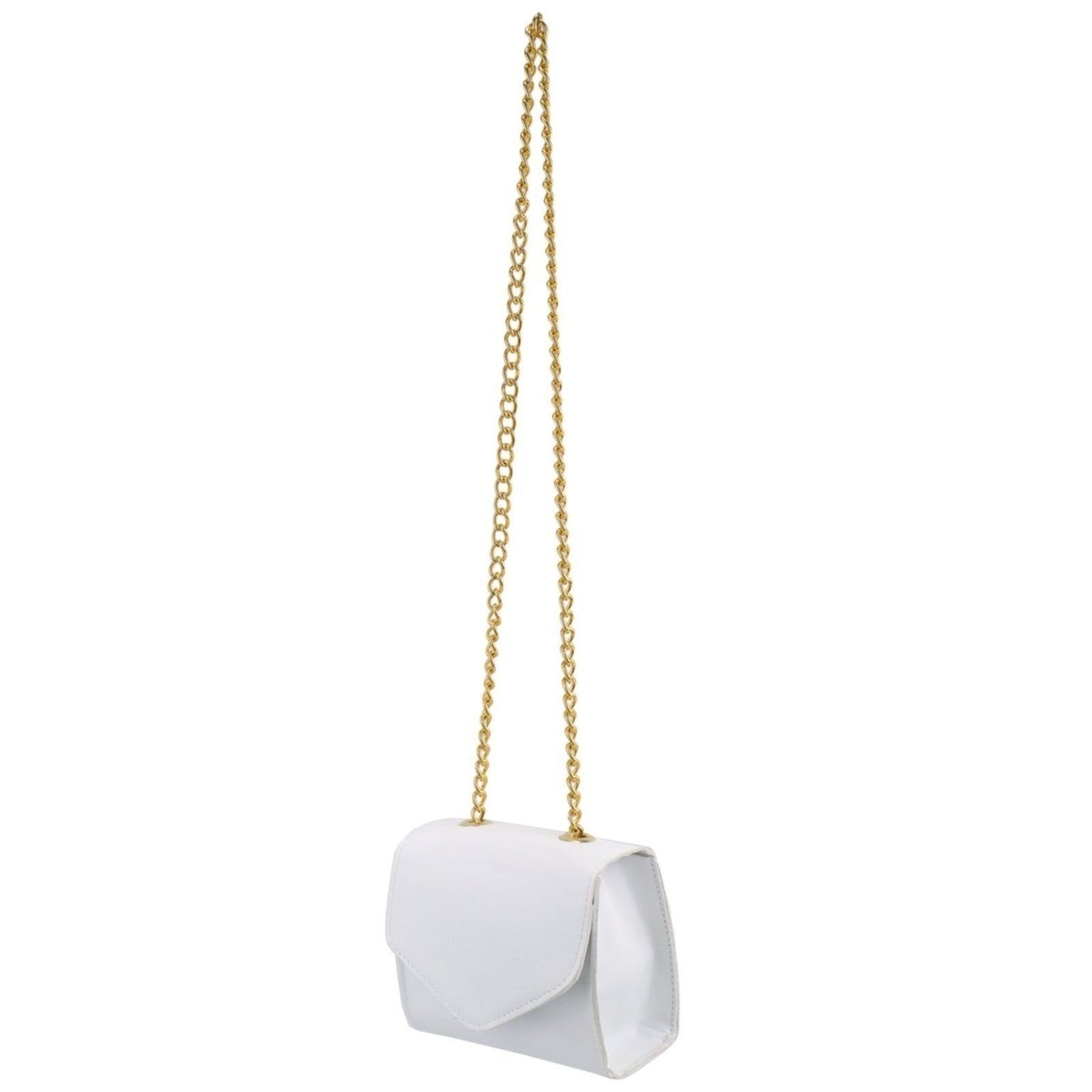 Vista 2 Bolsa Feminina Pequena Lavini Metalizada de Alça Corrente Branca Lavini Shoes branco