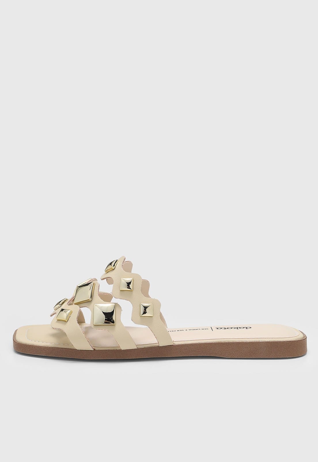 Rasteira Feminina Dakota Tiras Metalizadas Off-White