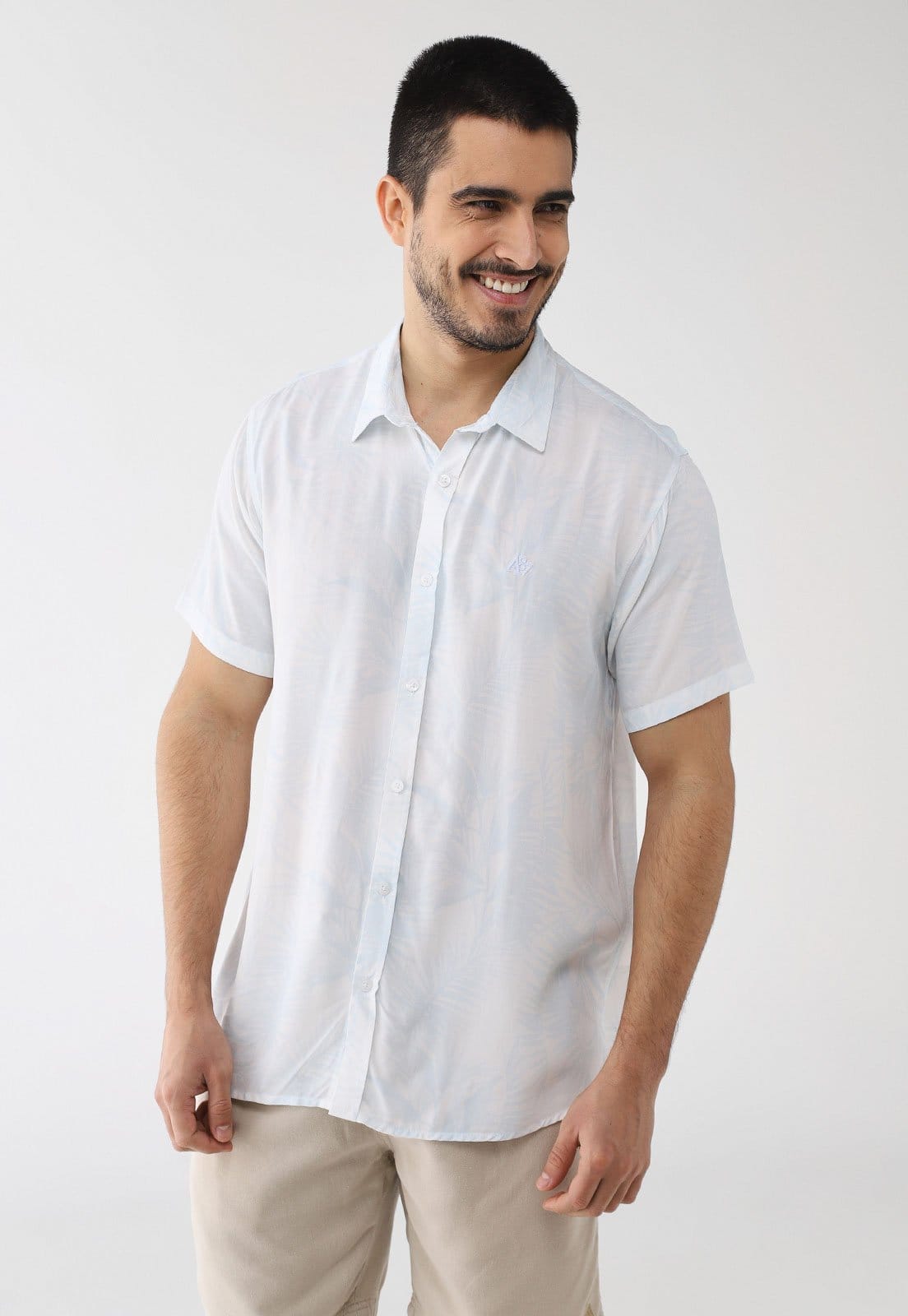 Vista principal Camisa Masculina Aeropostale Estampa Botânica Off-White Aeropostale off-white white